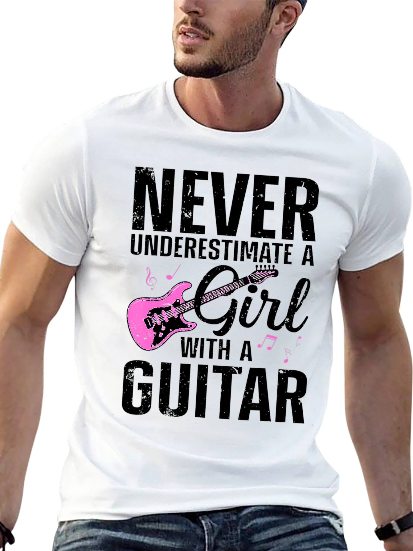 Never Underestimate Guitar Girl T-Shirt