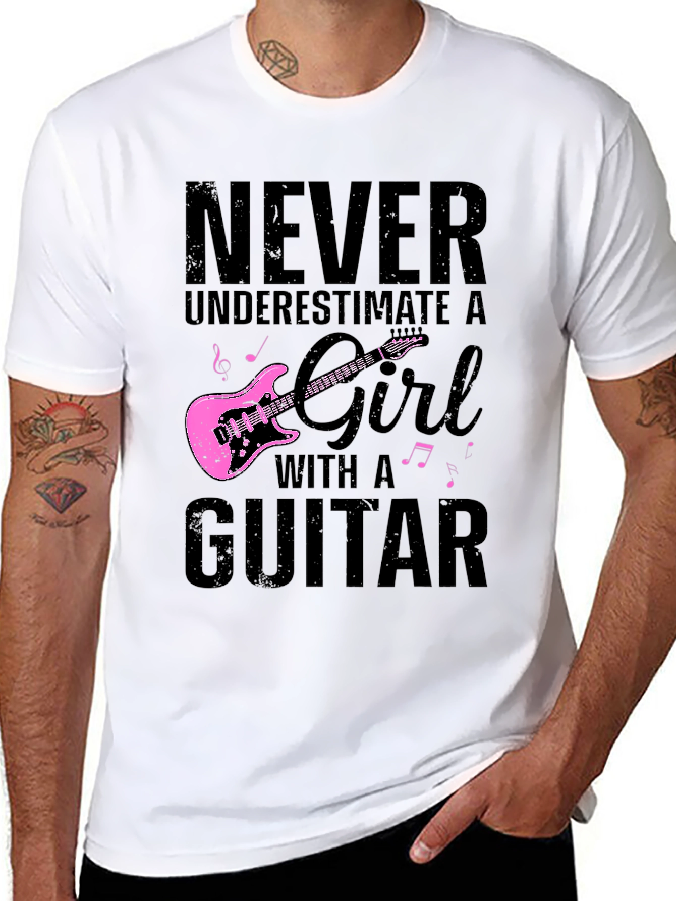 Never Underestimate Guitar Girl T-Shirt