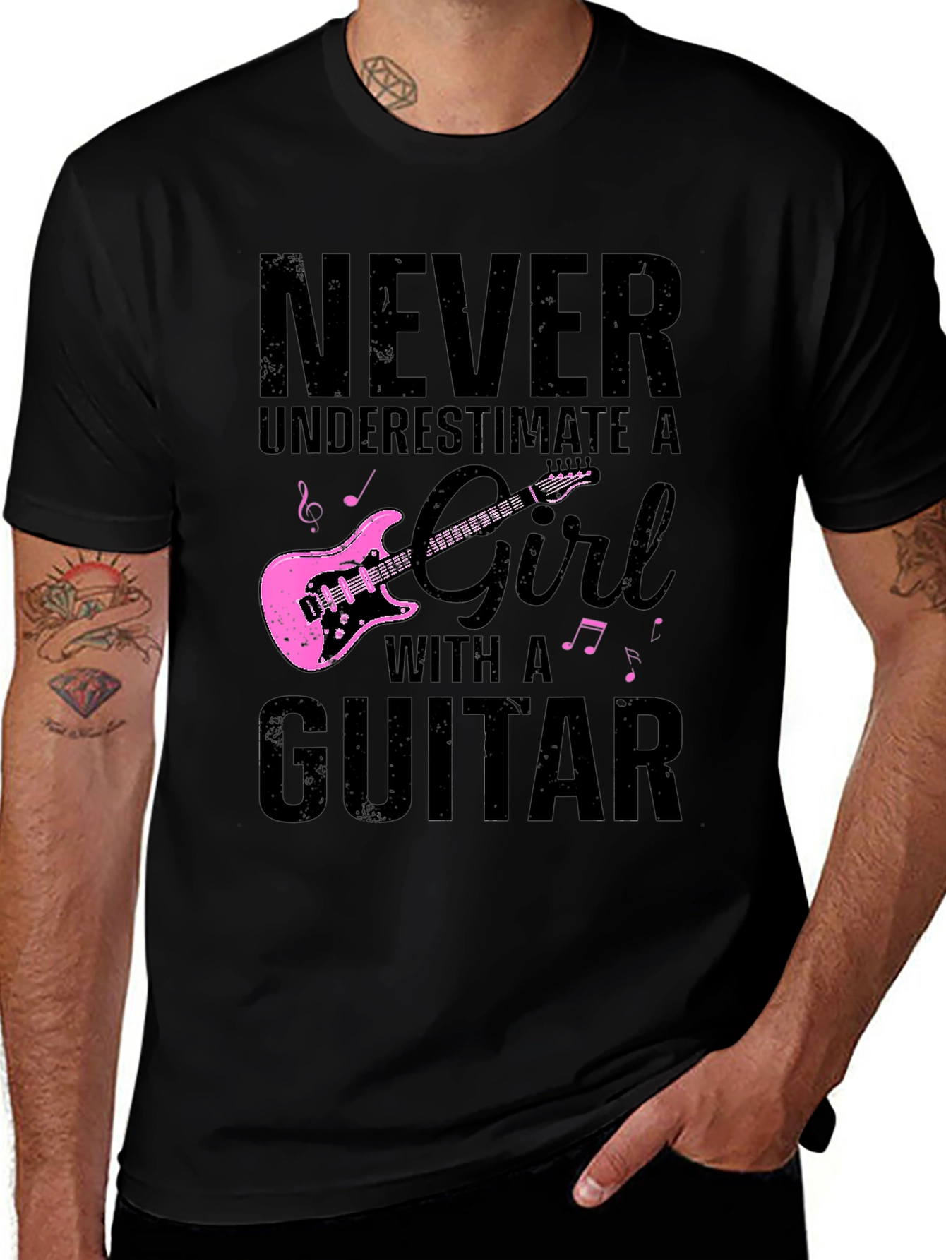 Never Underestimate Guitar Girl T-Shirt