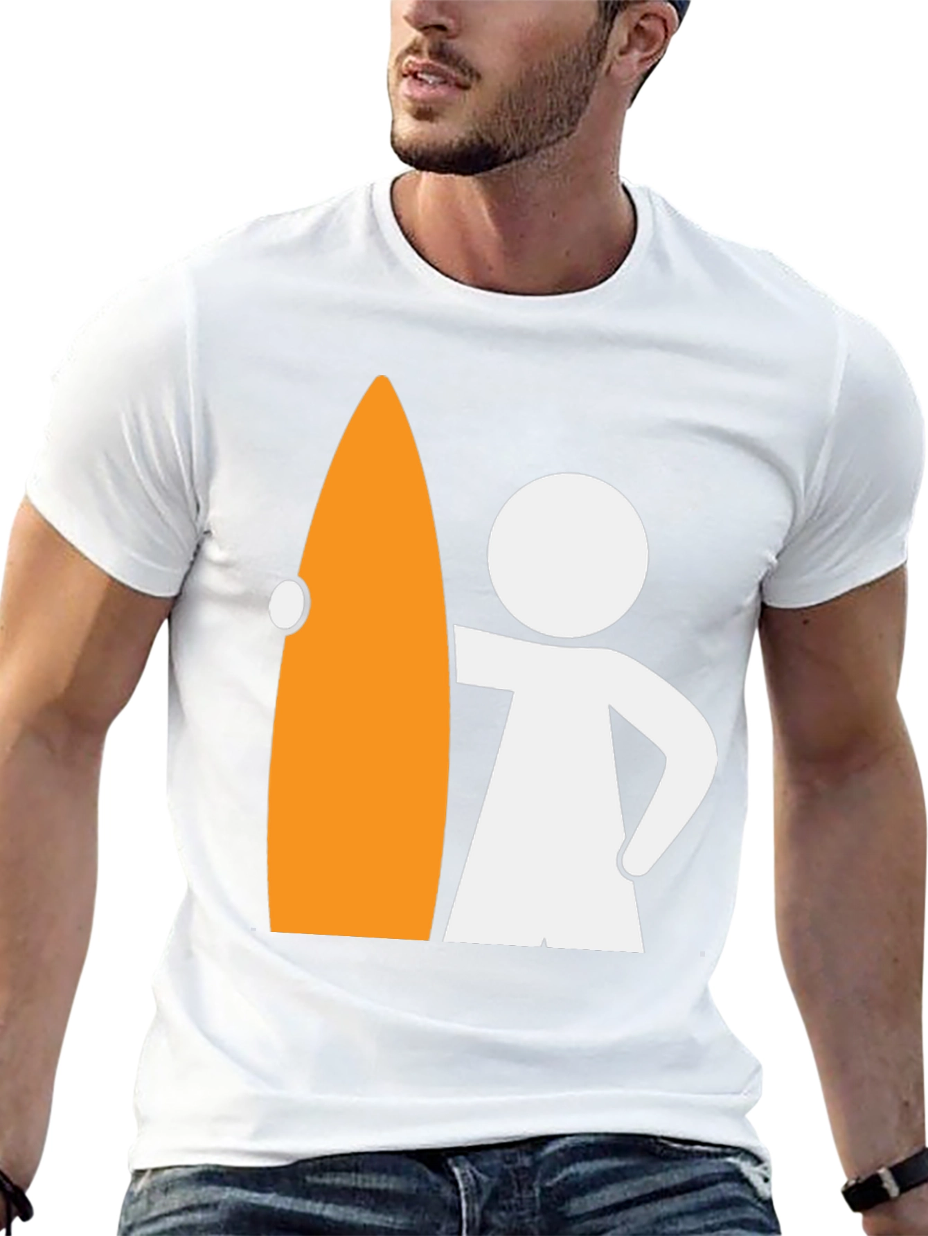 Surfer Dude Graphic Tee - Black Cotton T-Shirt