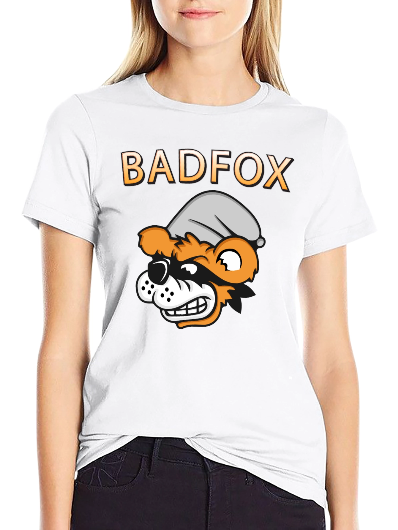 Bad Fox Cartoon Graphic Print T-Shirt