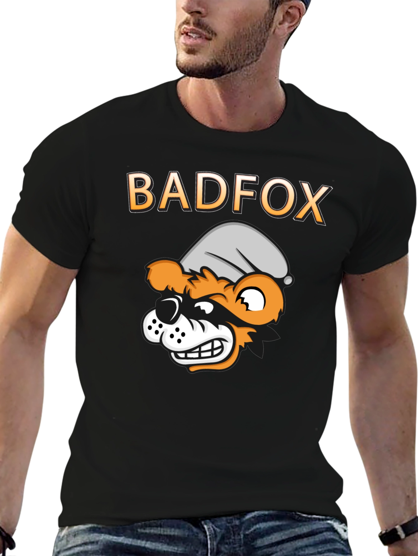 Bad Fox Cartoon Graphic Print T-Shirt