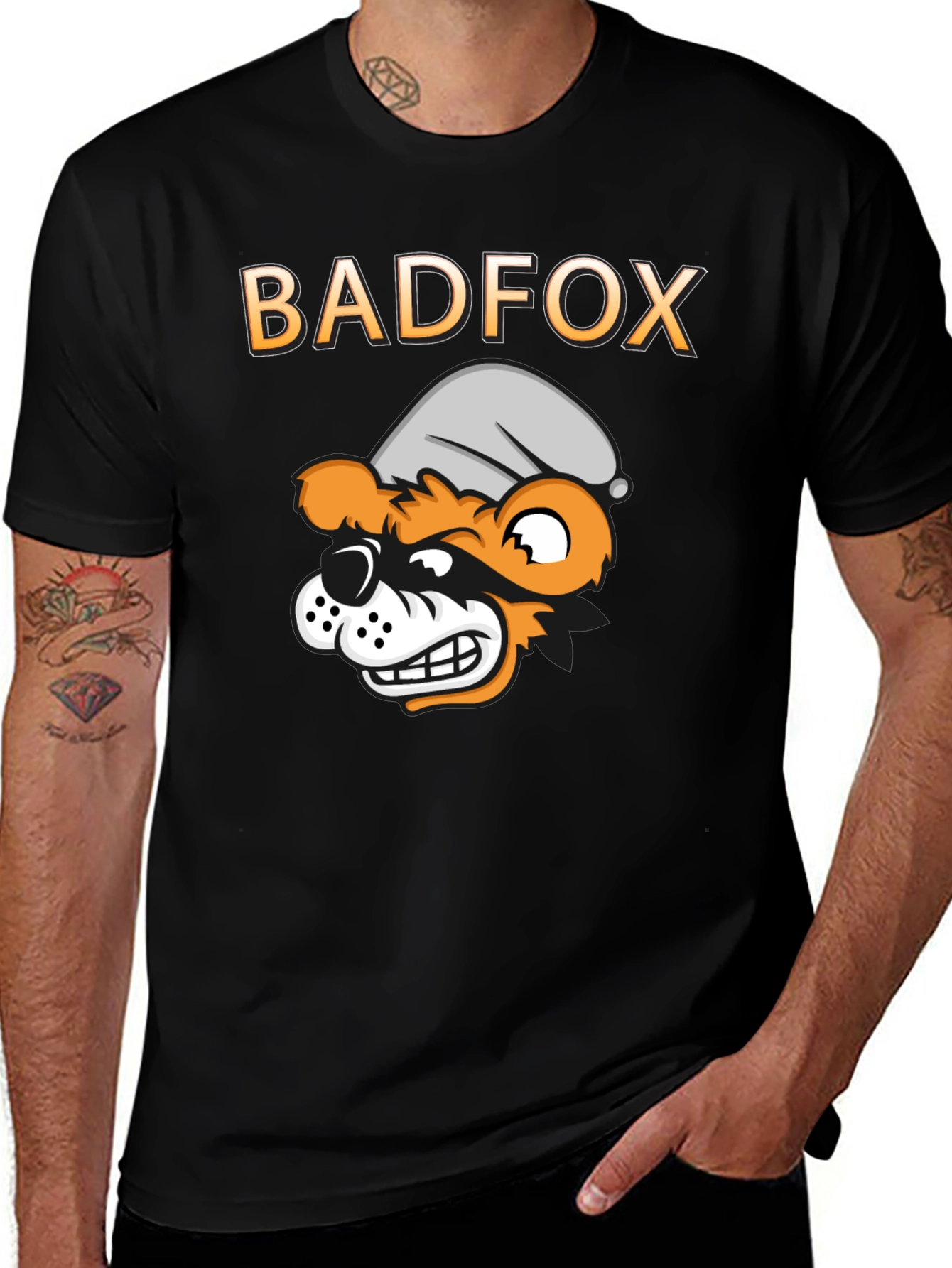 Bad Fox Cartoon Graphic Print T-Shirt