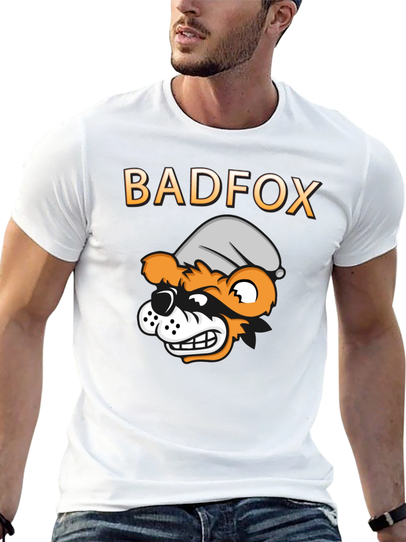 Bad Fox Cartoon Graphic Print T-Shirt