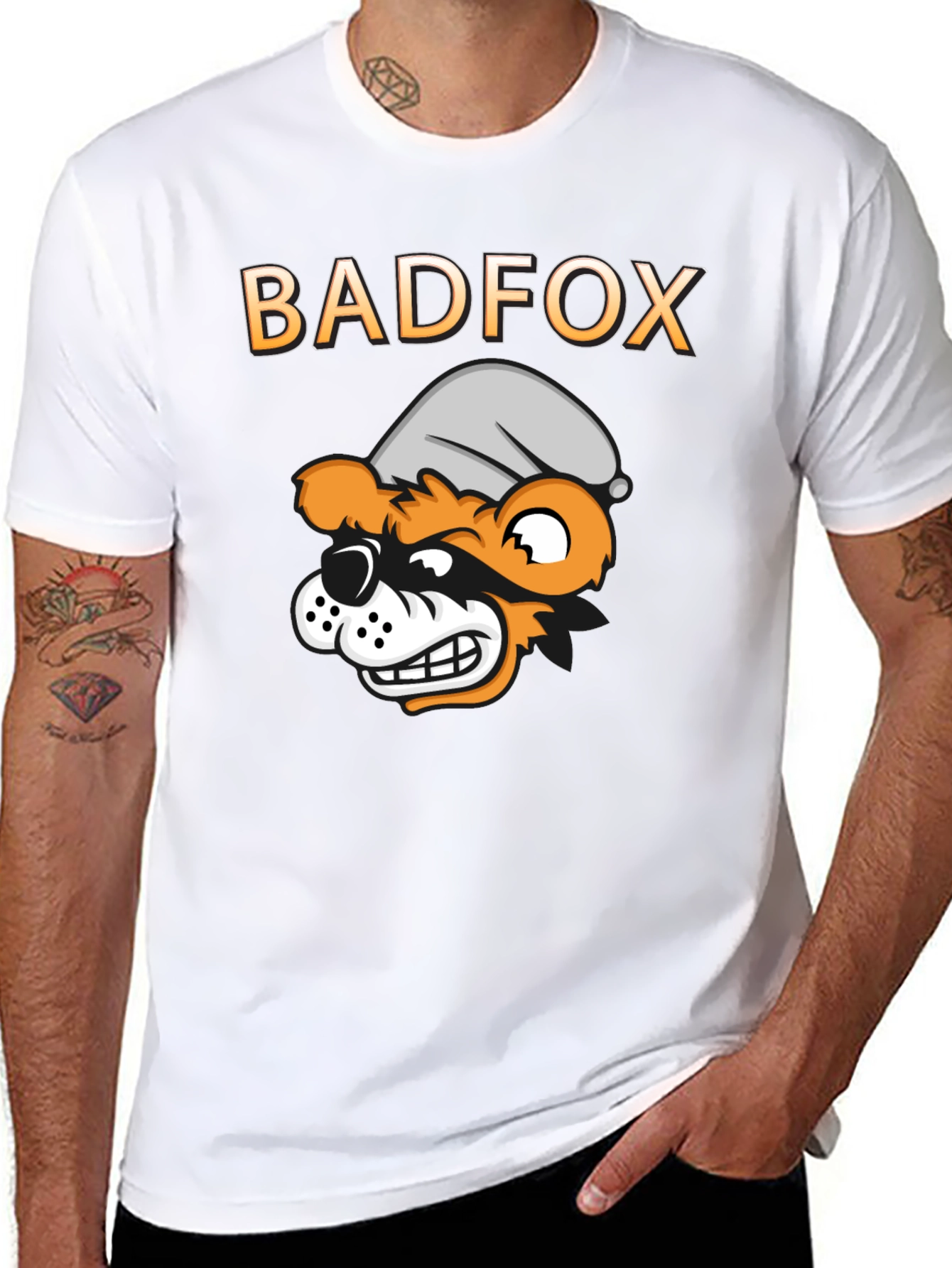 Bad Fox Cartoon Graphic Print T-Shirt