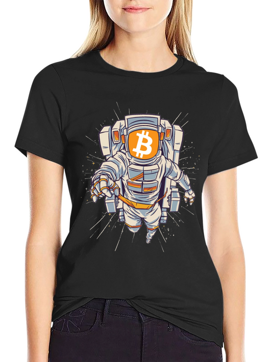 Bitcoin Astronaut Black T-Shirt - Crypto Space Explorer