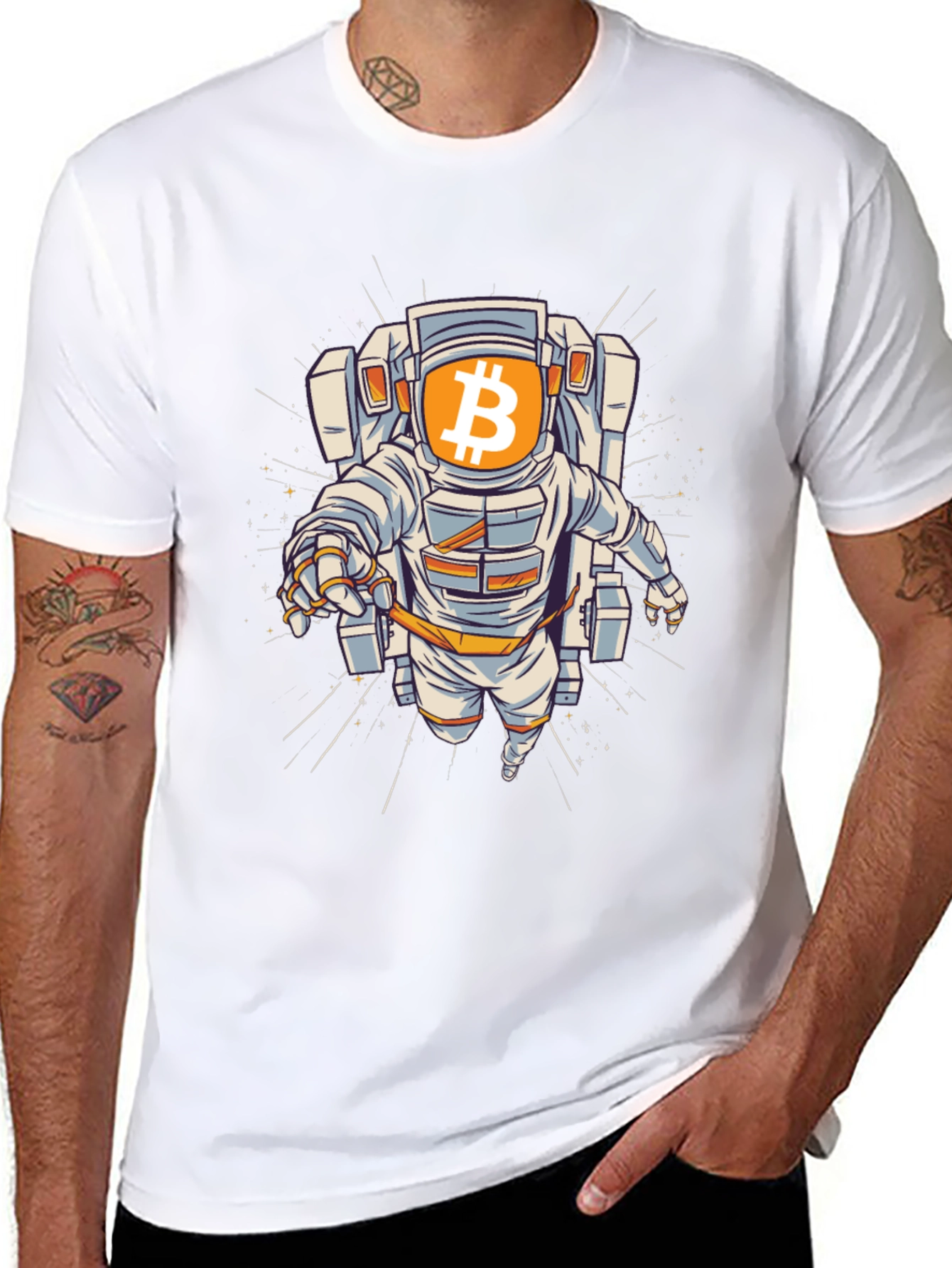 Bitcoin Astronaut Black T-Shirt - Crypto Space Explorer
