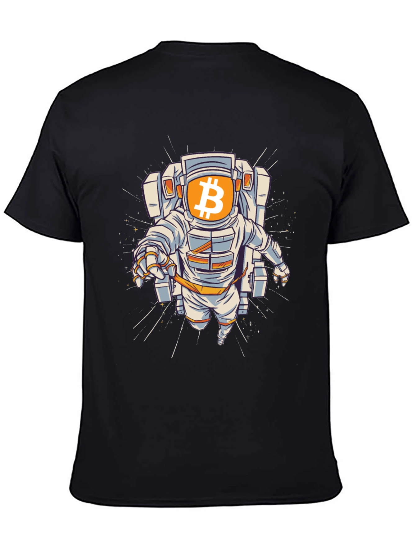 Bitcoin Astronaut Black T-Shirt - Crypto Space Explorer