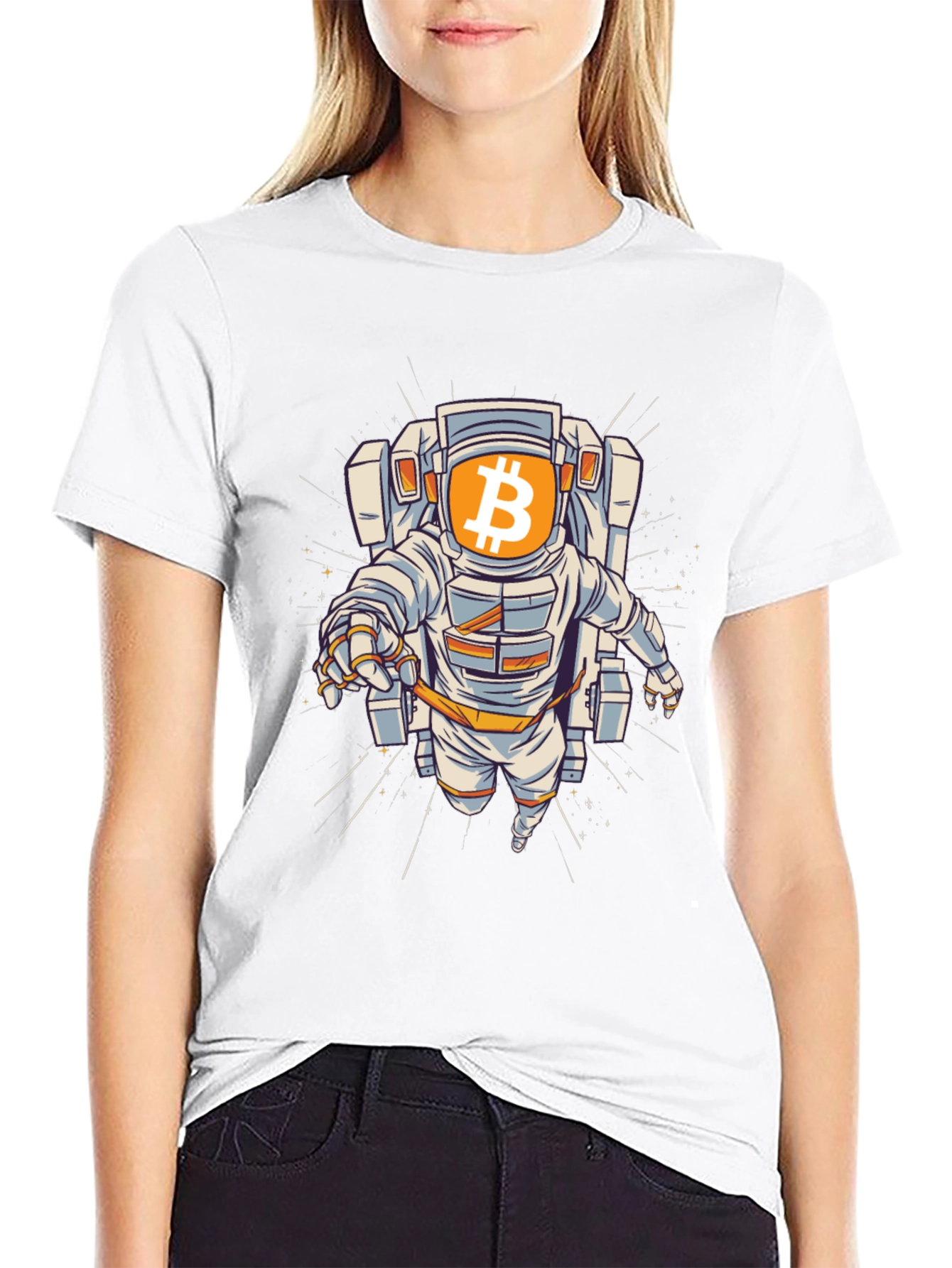Bitcoin Astronaut Black T-Shirt - Crypto Space Explorer