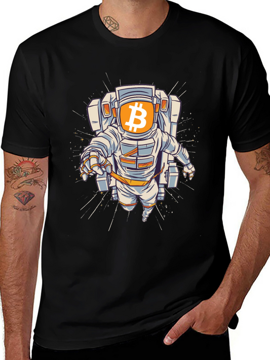Bitcoin Astronaut Black T-Shirt - Crypto Space Explorer