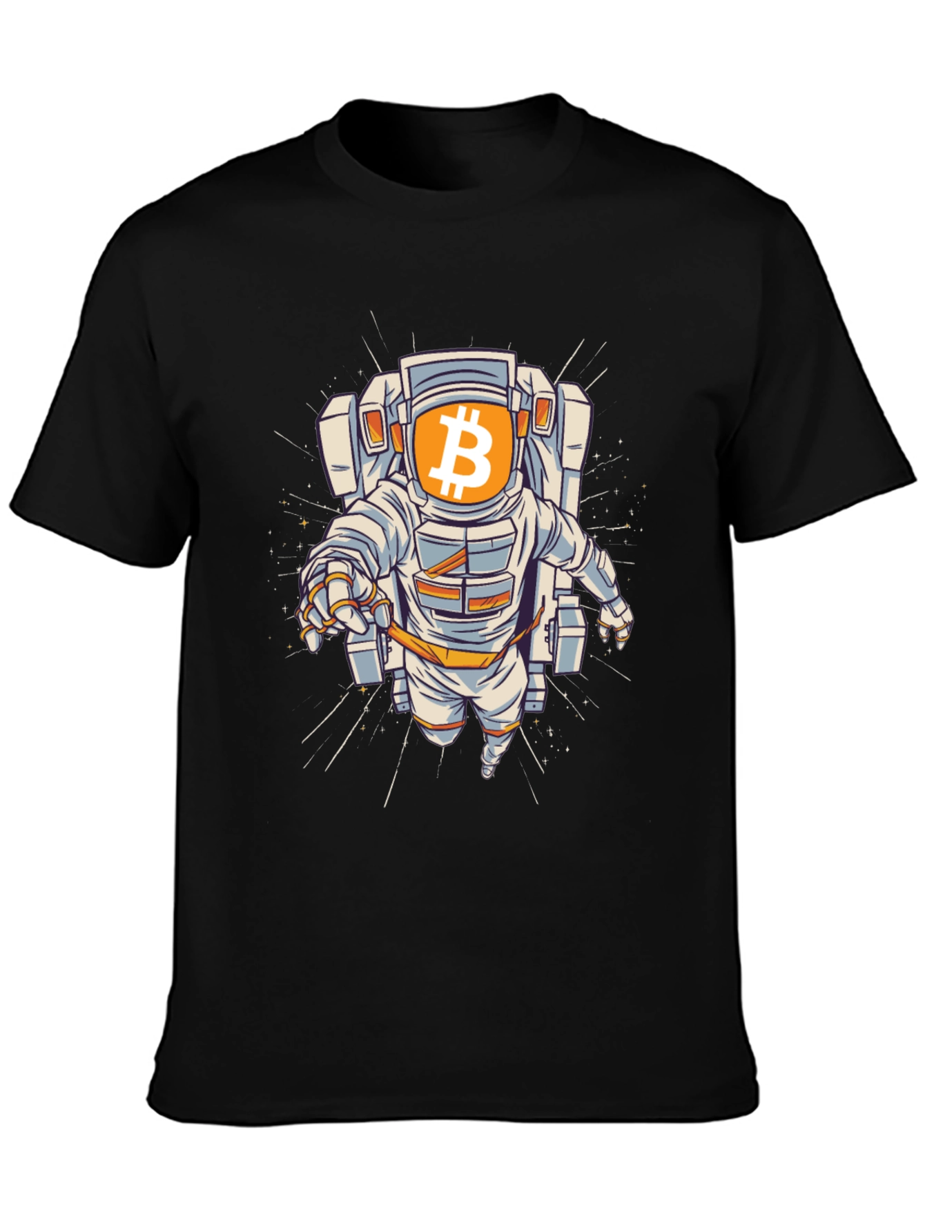 Bitcoin Astronaut Black T-Shirt - Crypto Space Explorer