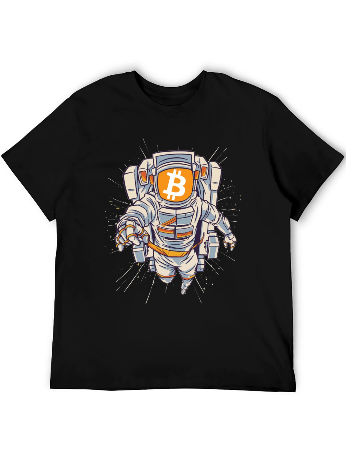 Bitcoin Astronaut Black T-Shirt - Crypto Space Explorer