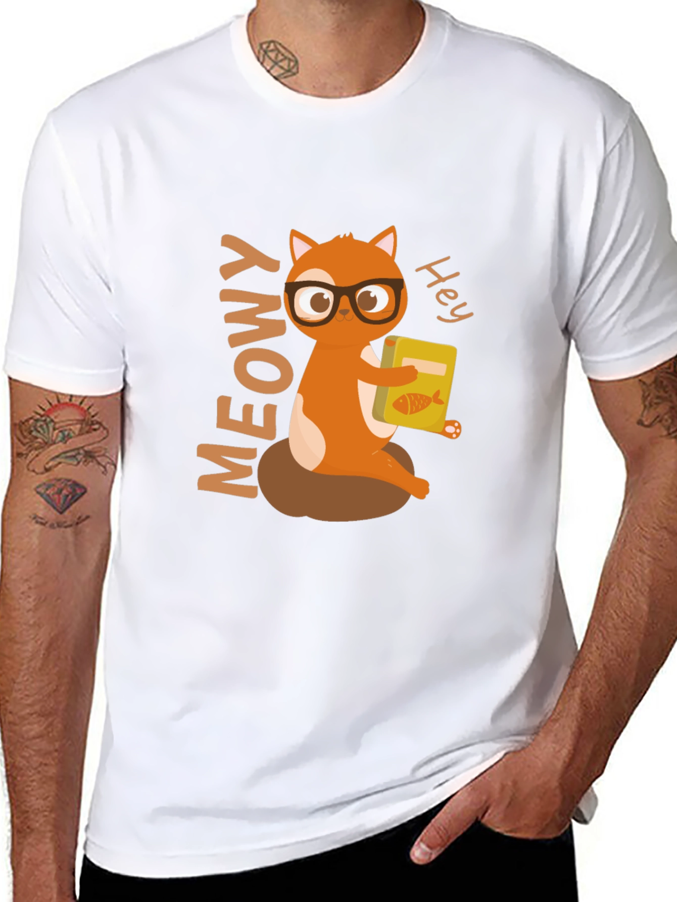 Cute Cat Reading T-Shirt - Meowy Hey!