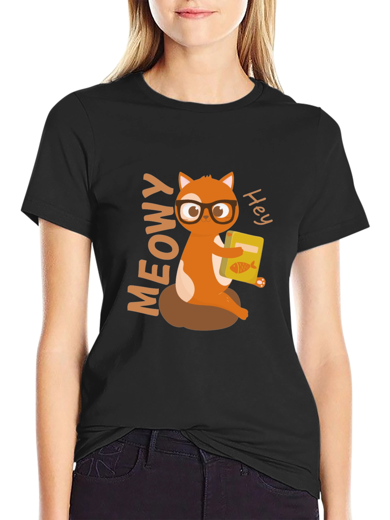 Cute Cat Reading T-Shirt - Meowy Hey!