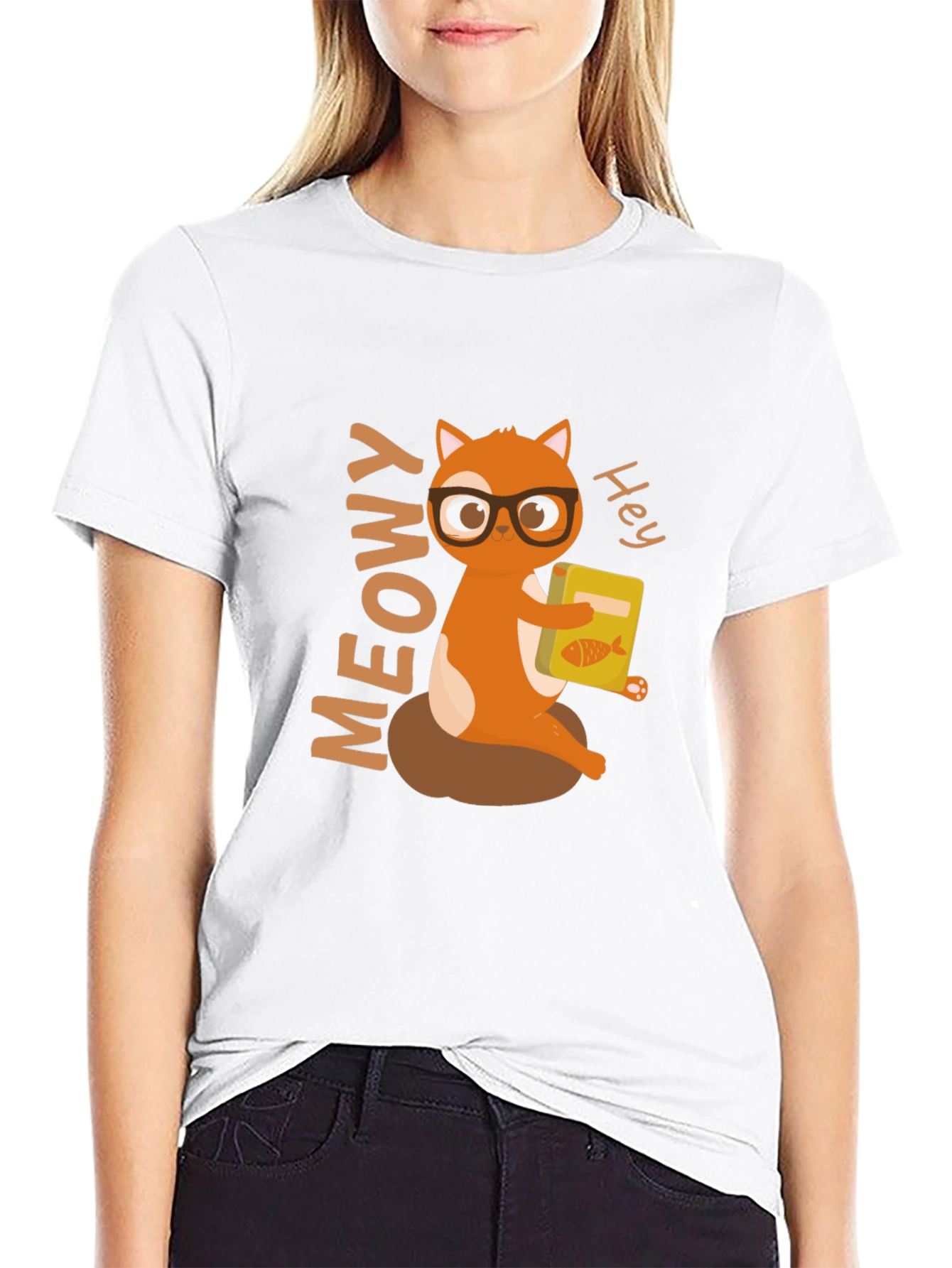 Cute Cat Reading T-Shirt - Meowy Hey!