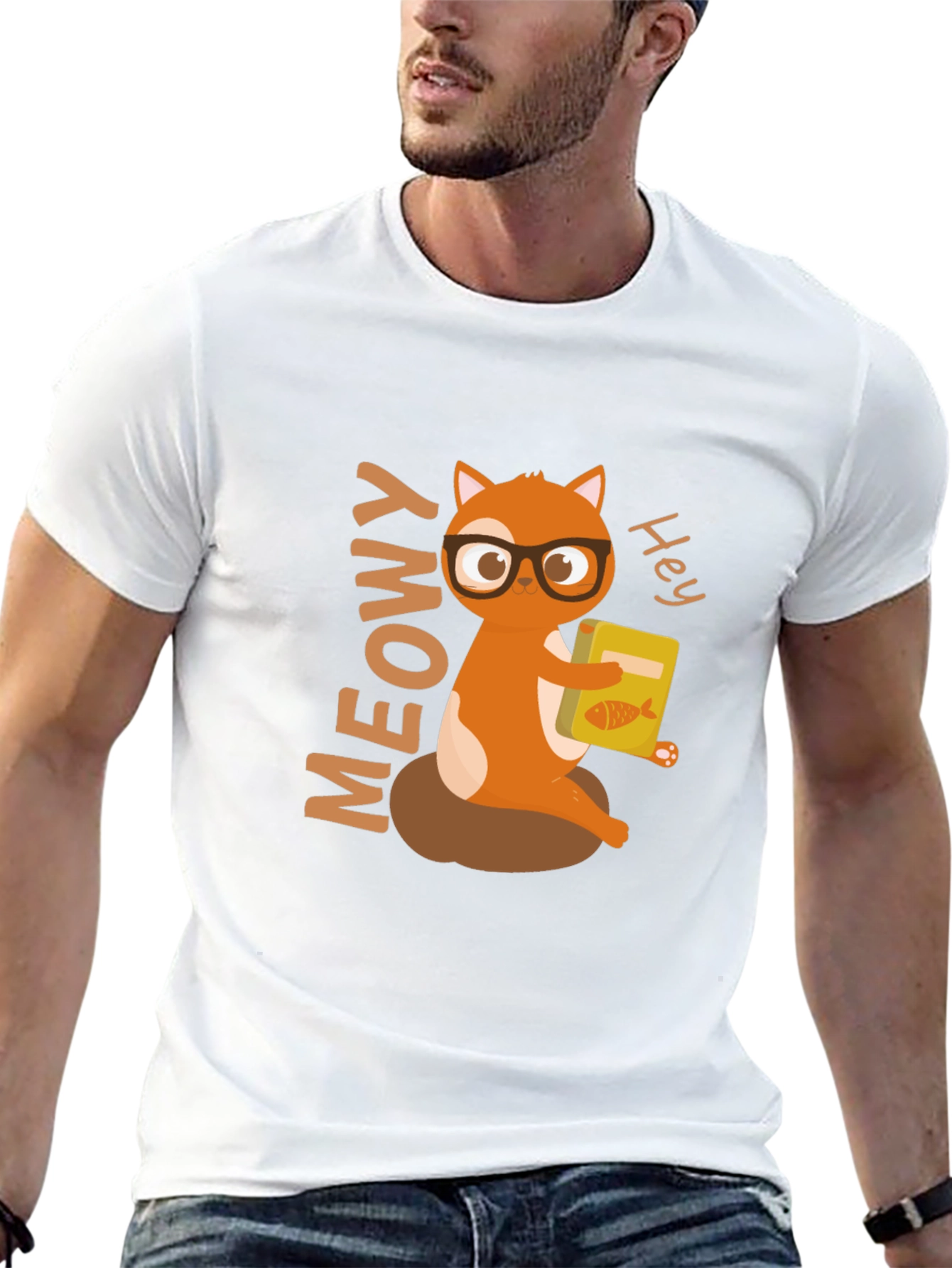 Cute Cat Reading T-Shirt - Meowy Hey!