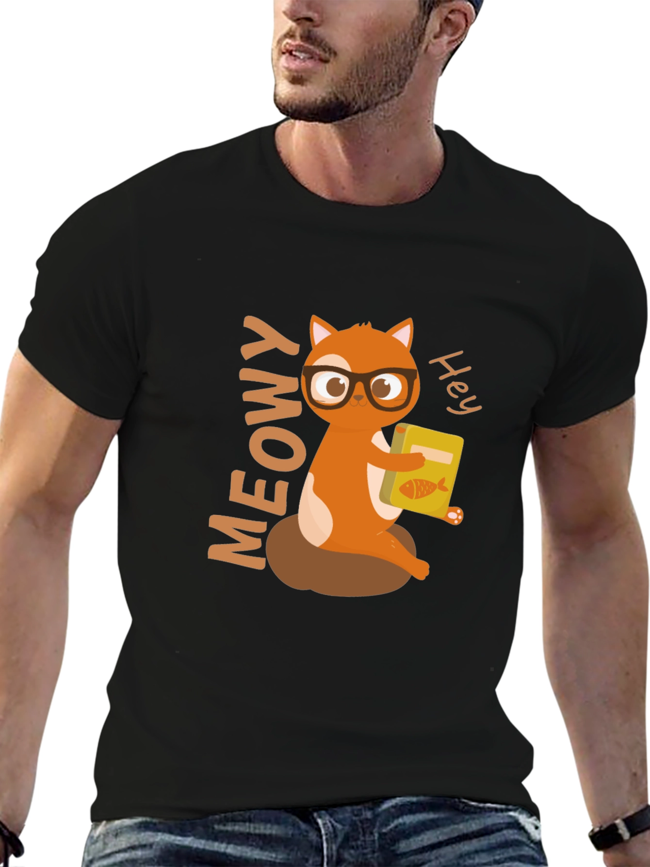 Cute Cat Reading T-Shirt - Meowy Hey!