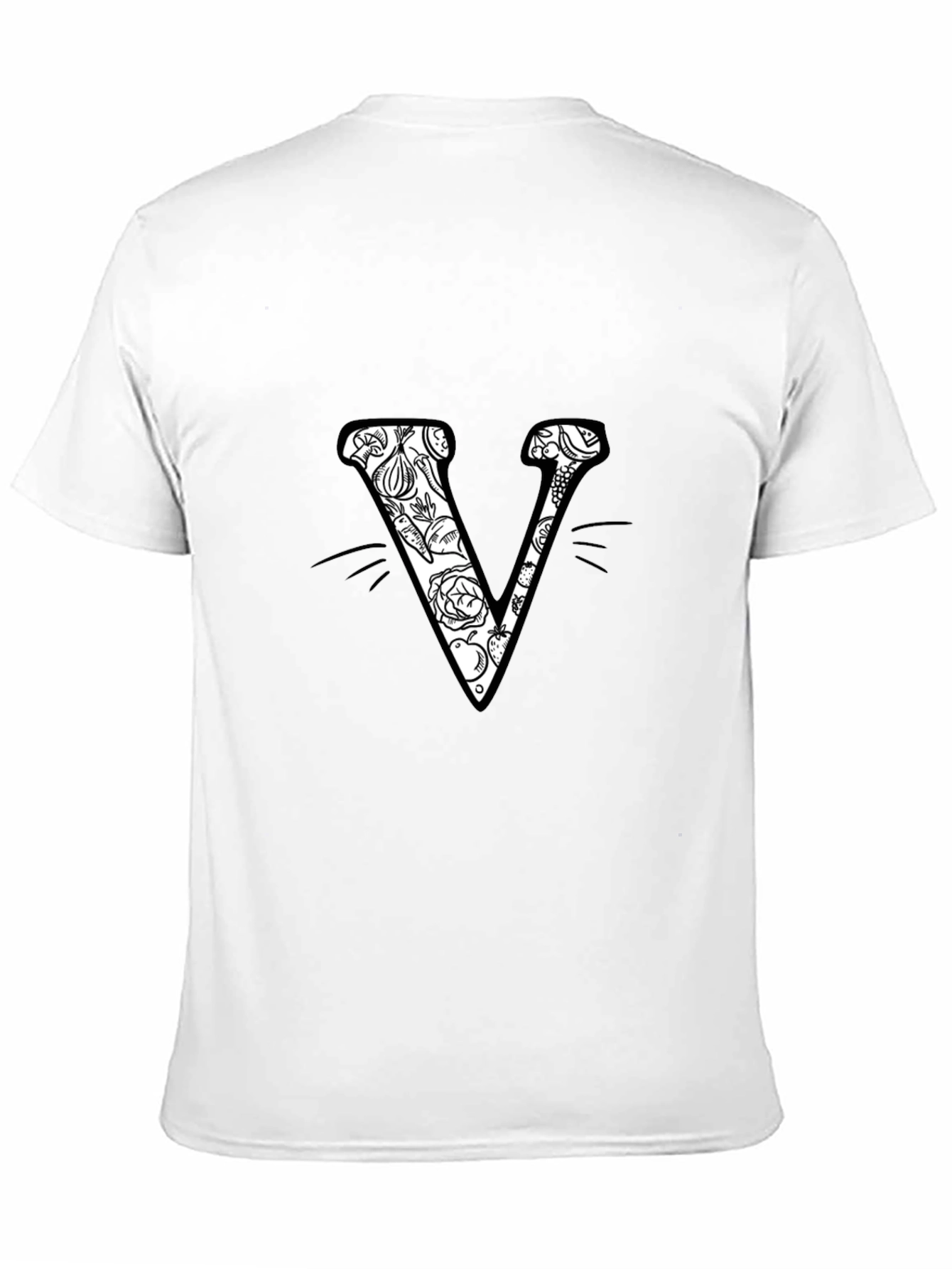 Floral Letter V Black T-Shirt