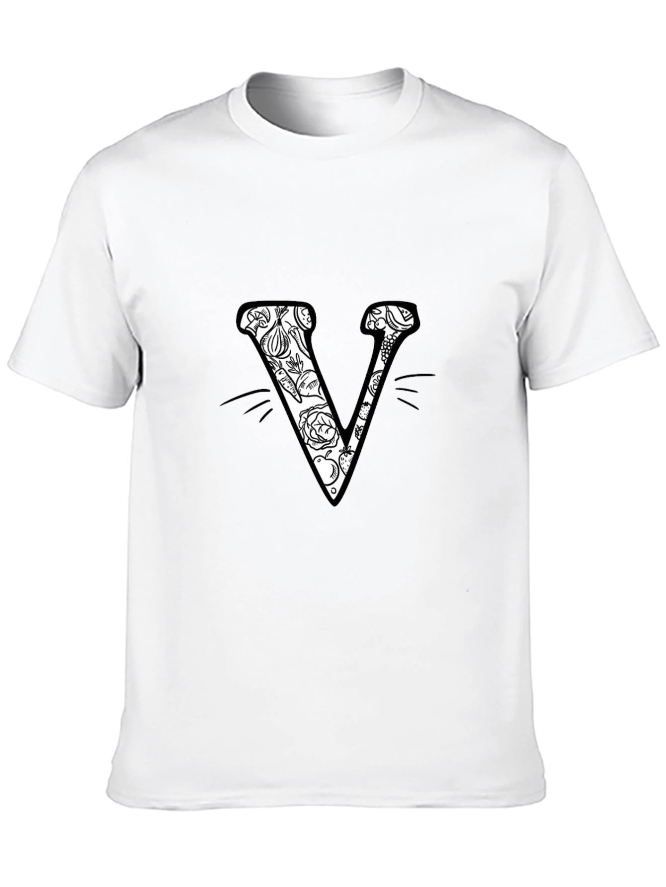 Floral Letter V Black T-Shirt
