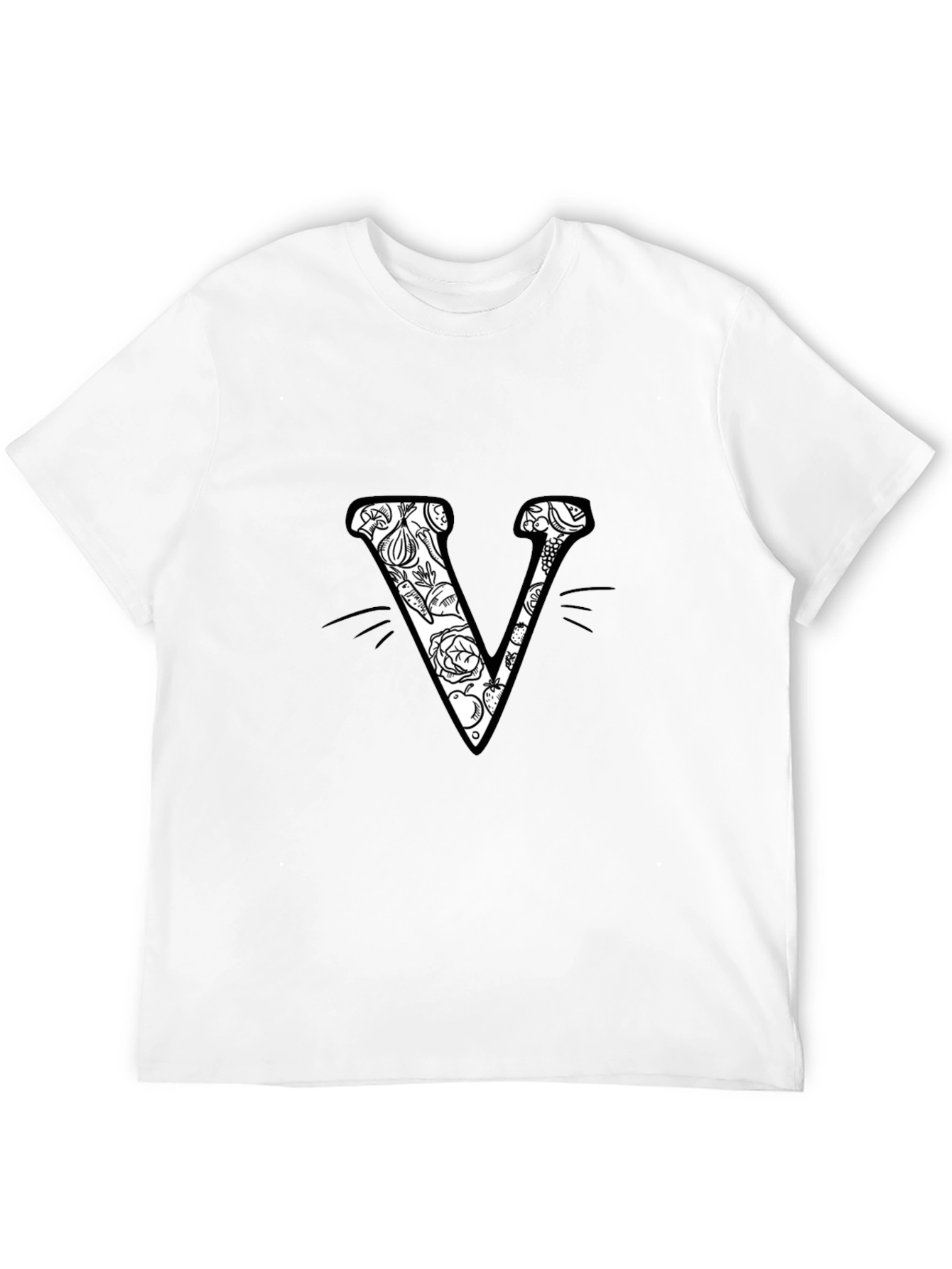 Floral Letter V Black T-Shirt