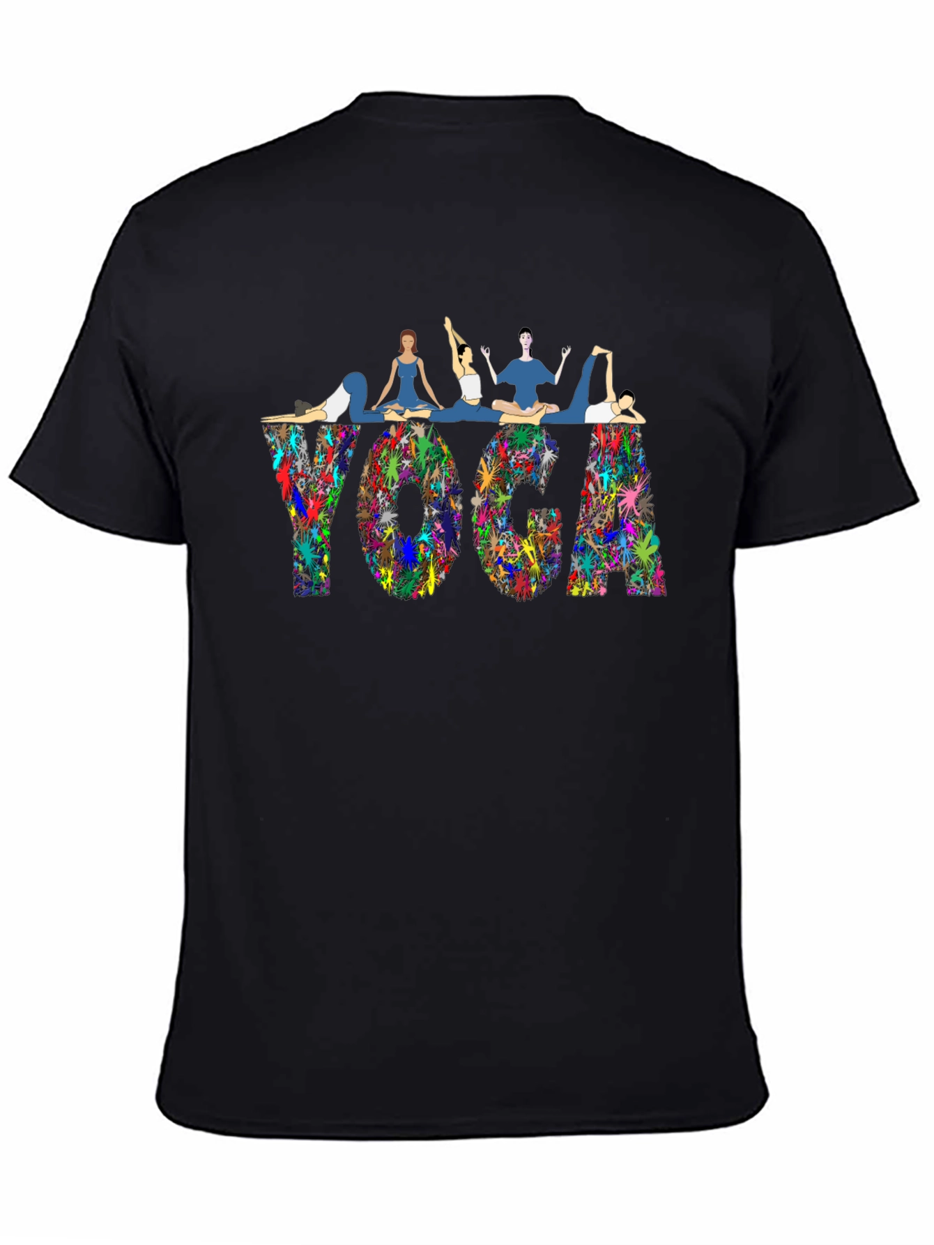 Yoga Pose Graphic T-Shirt - Black Cotton Blend