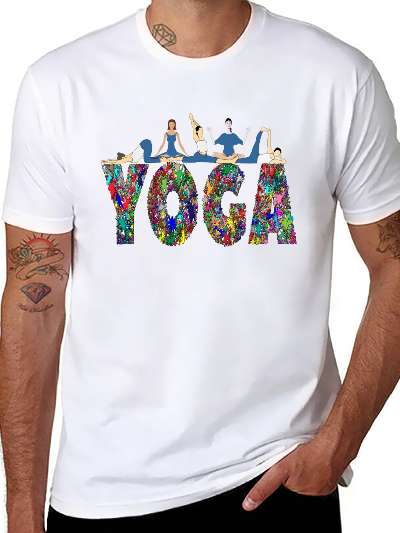 Yoga Pose Graphic T-Shirt - Black Cotton Blend