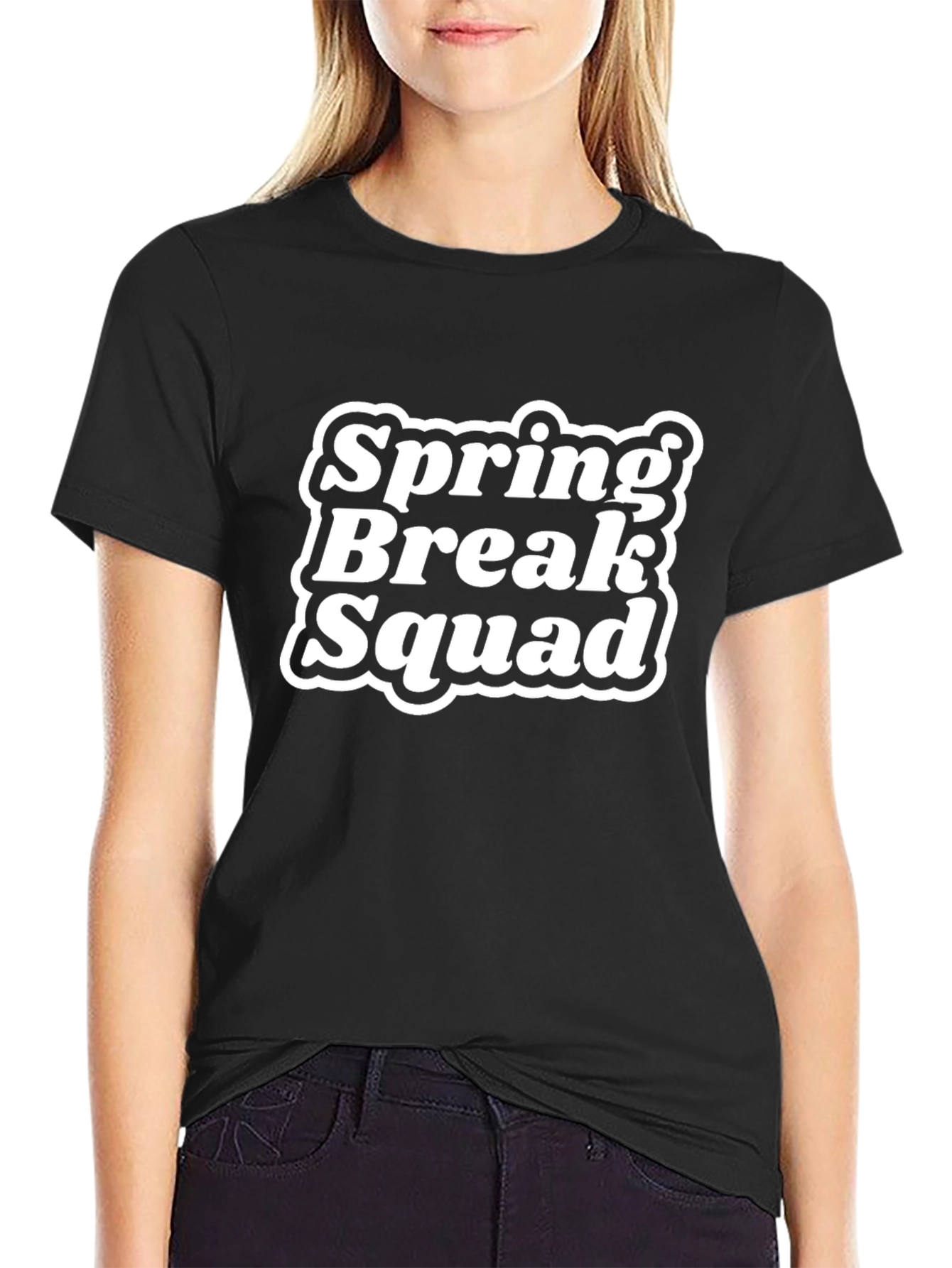 Spring Break Squad Tee - Black Cotton T-Shirt