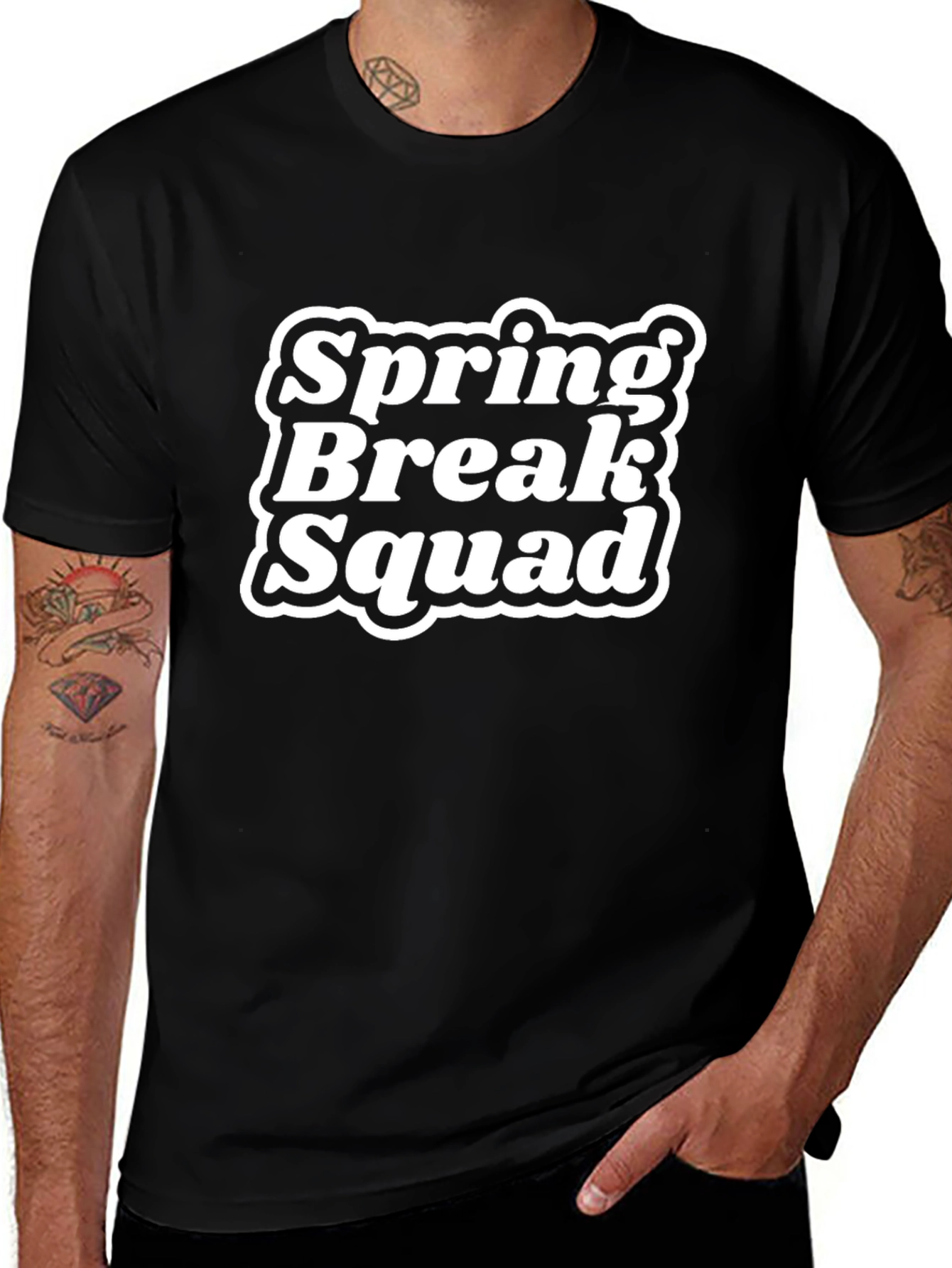 Spring Break Squad Tee - Black Cotton T-Shirt
