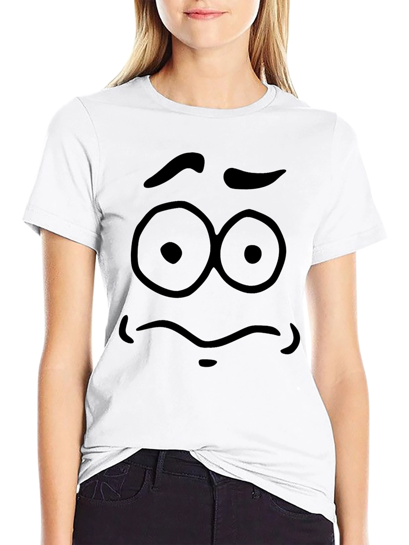 Expressive Face Graphic Tee - Unisex Black T-Shirt