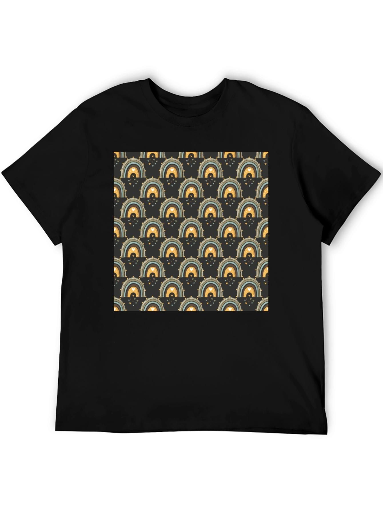Rainbow Patterned Black T-Shirt