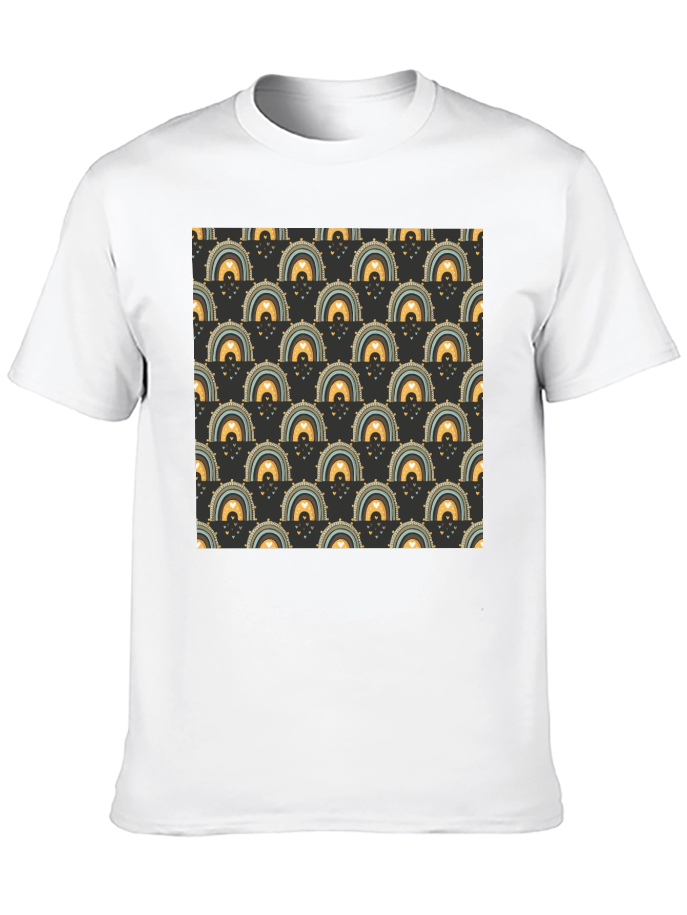 Rainbow Patterned Black T-Shirt