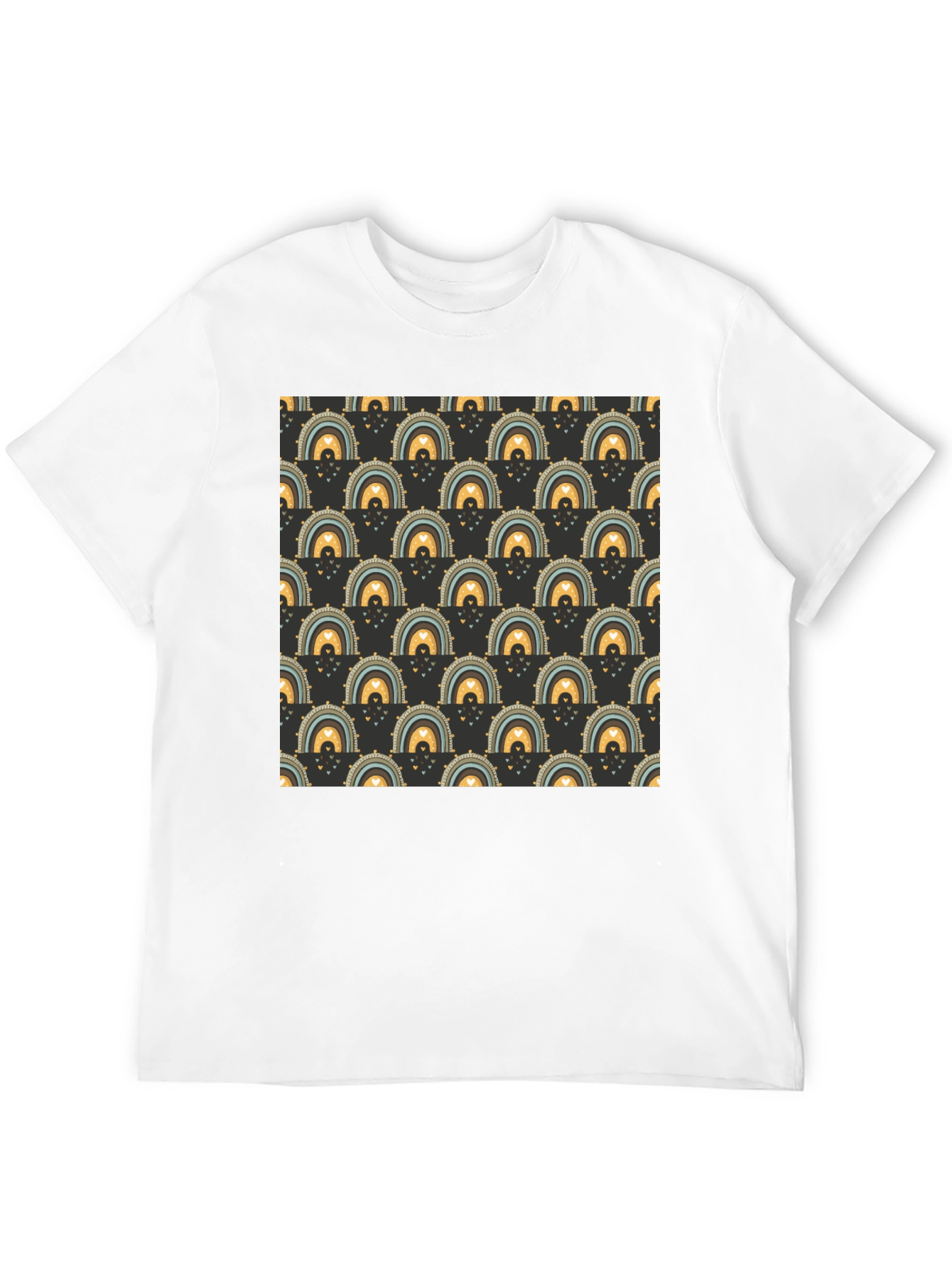 Rainbow Patterned Black T-Shirt