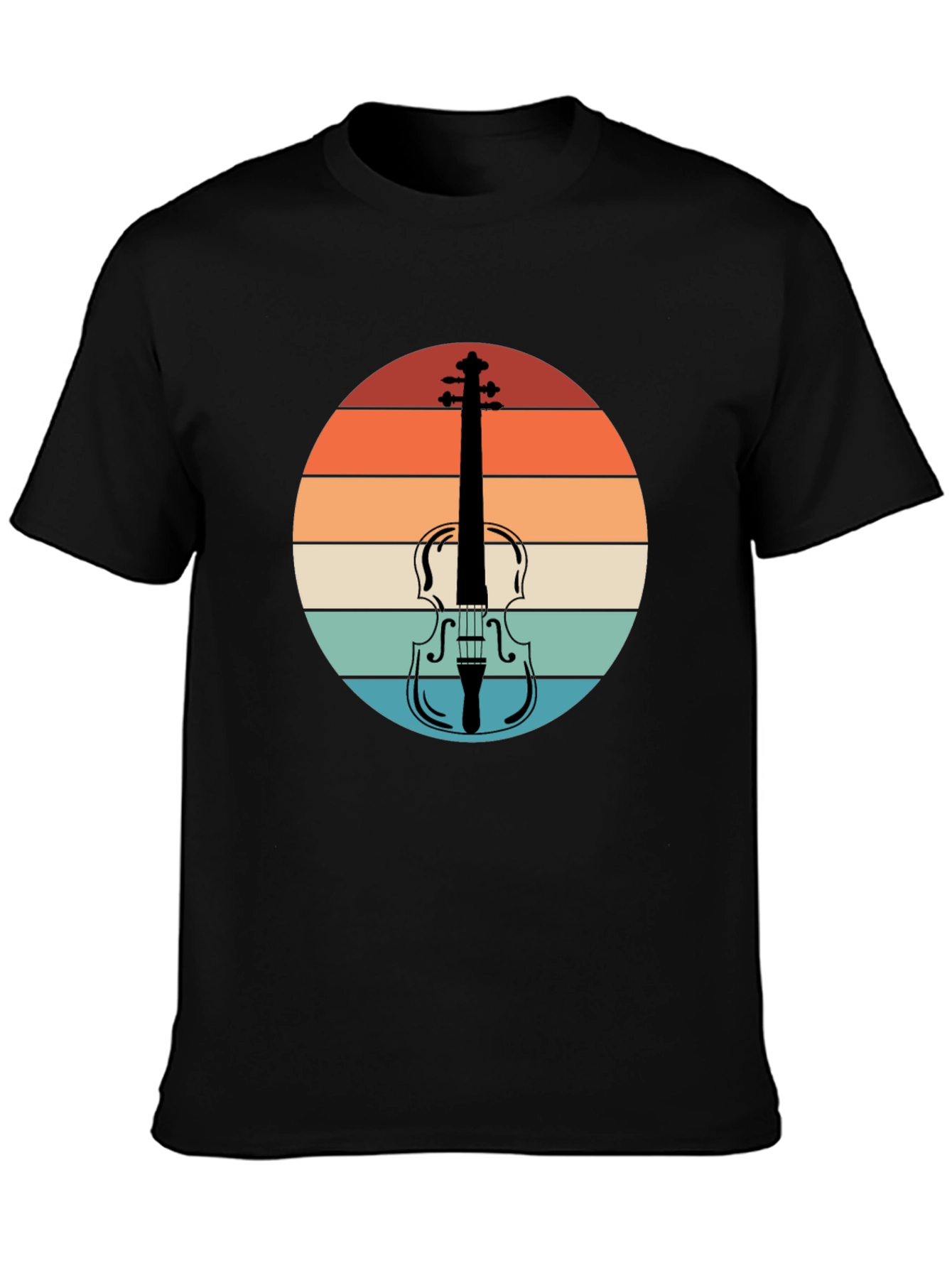 Retro Violin Sunset Graphic Tee