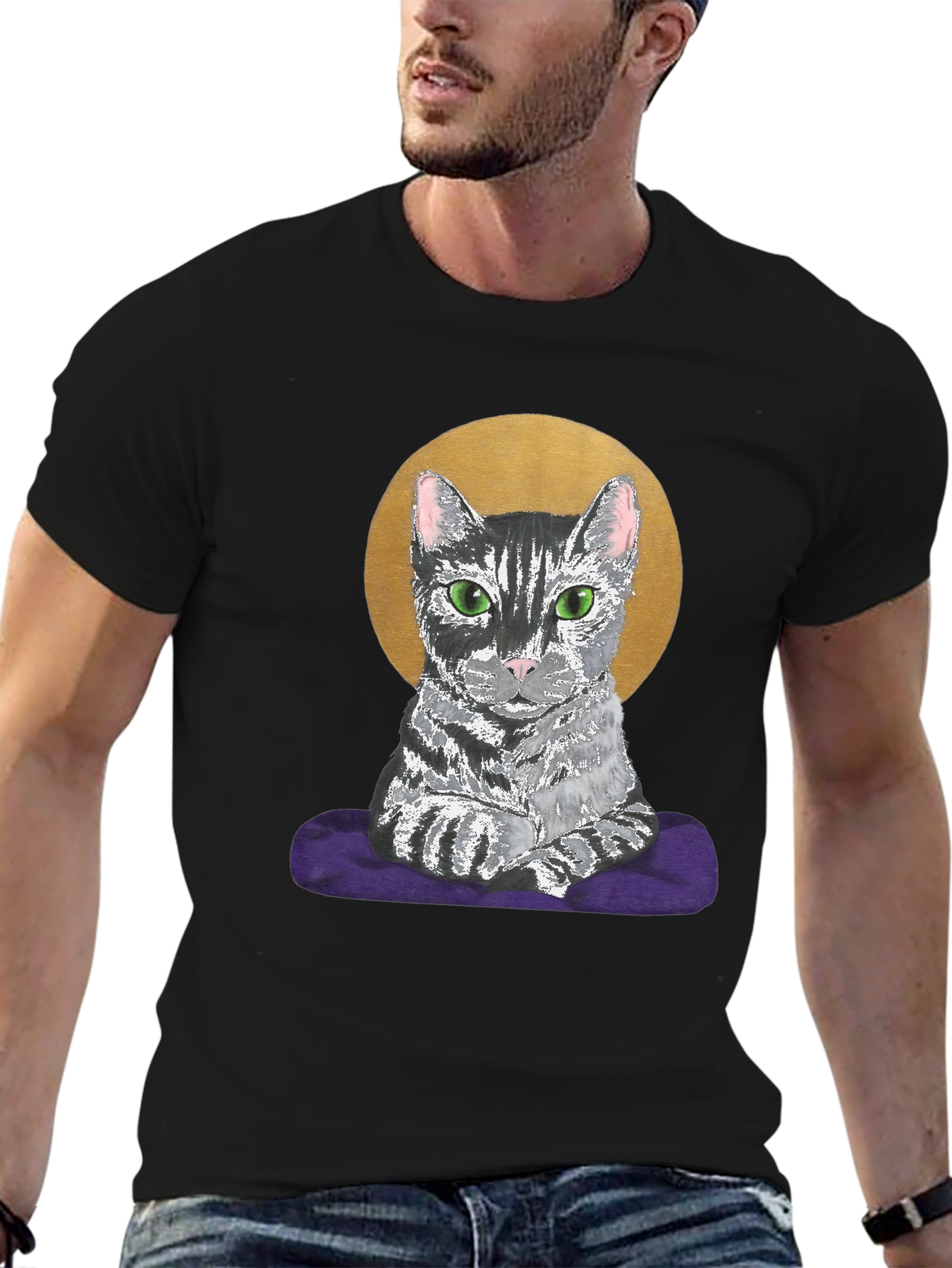 Cat Halo T-Shirt - Regal Feline Tee