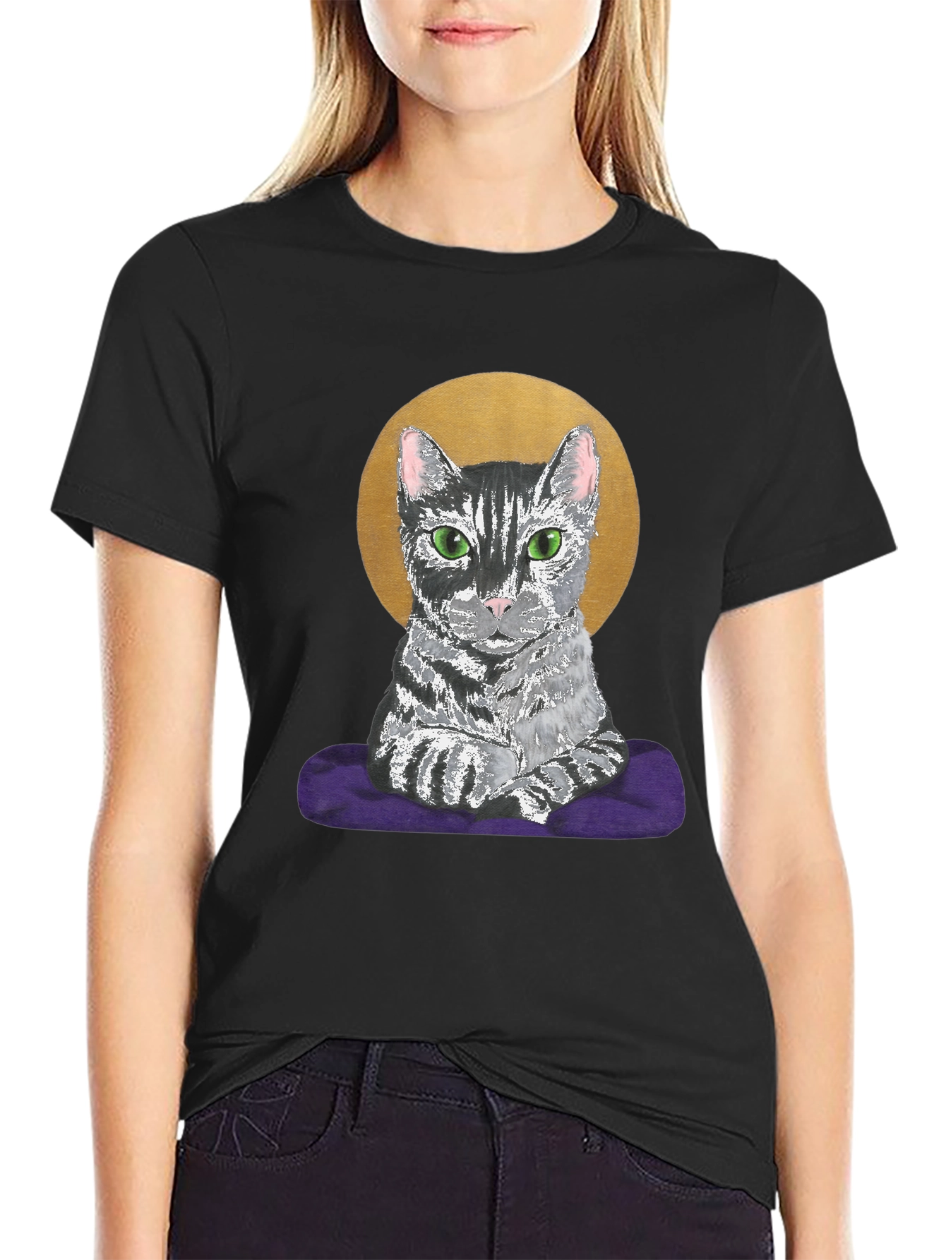 Cat Halo T-Shirt - Regal Feline Tee