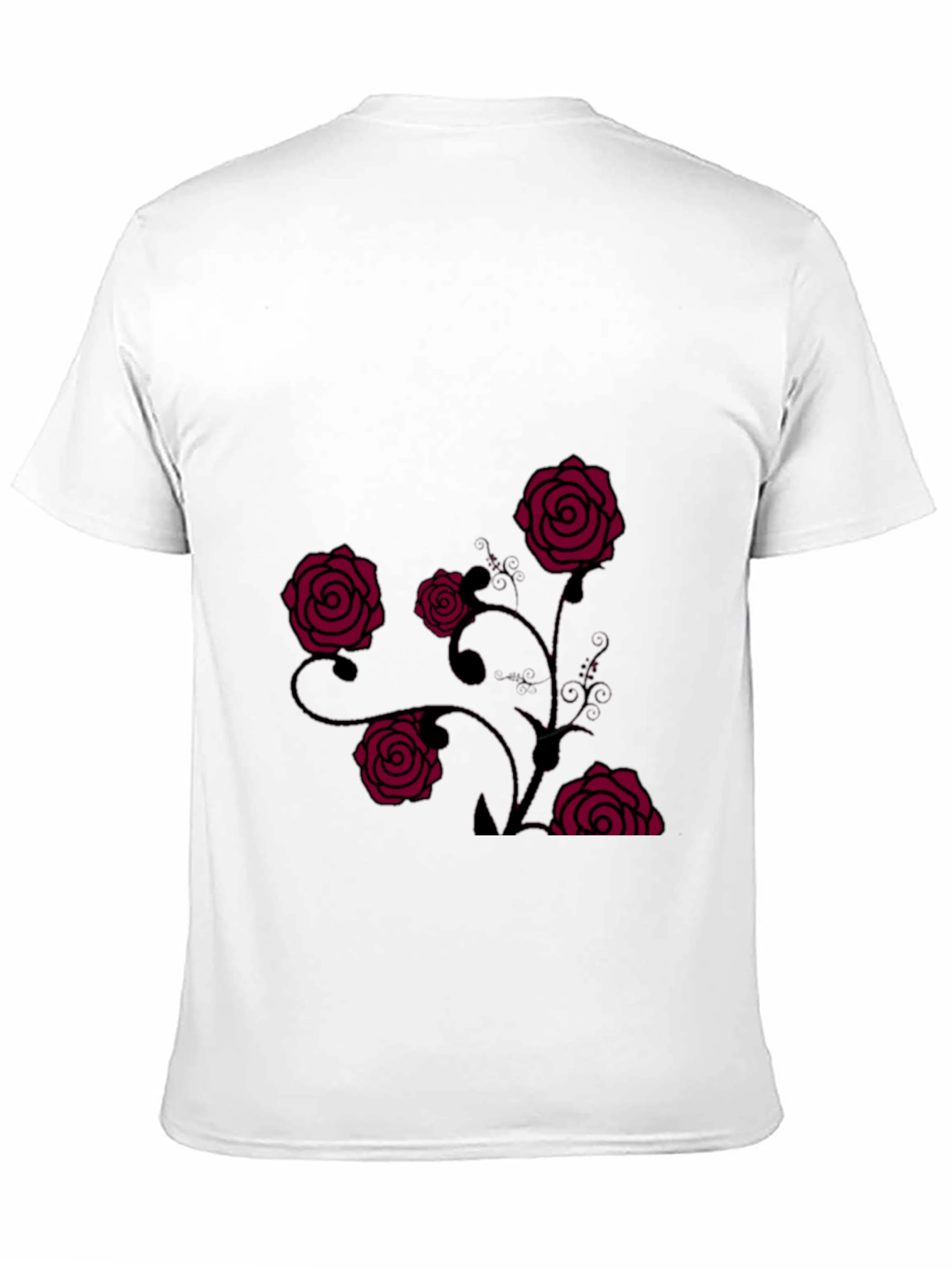 Mens Black T-Shirt with Rose Design