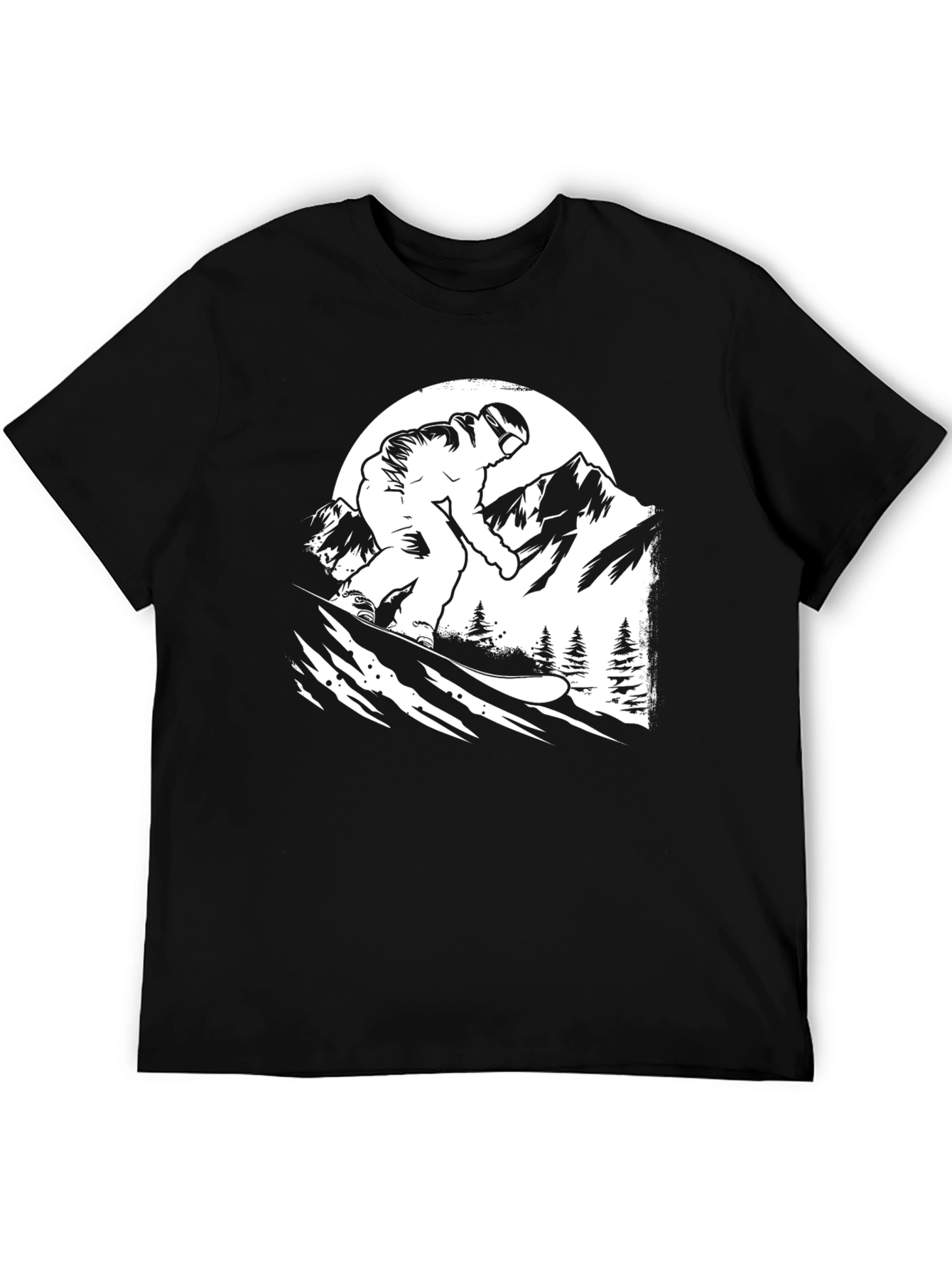 Snowboarder Graphic Tee - Black Cotton T-Shirt