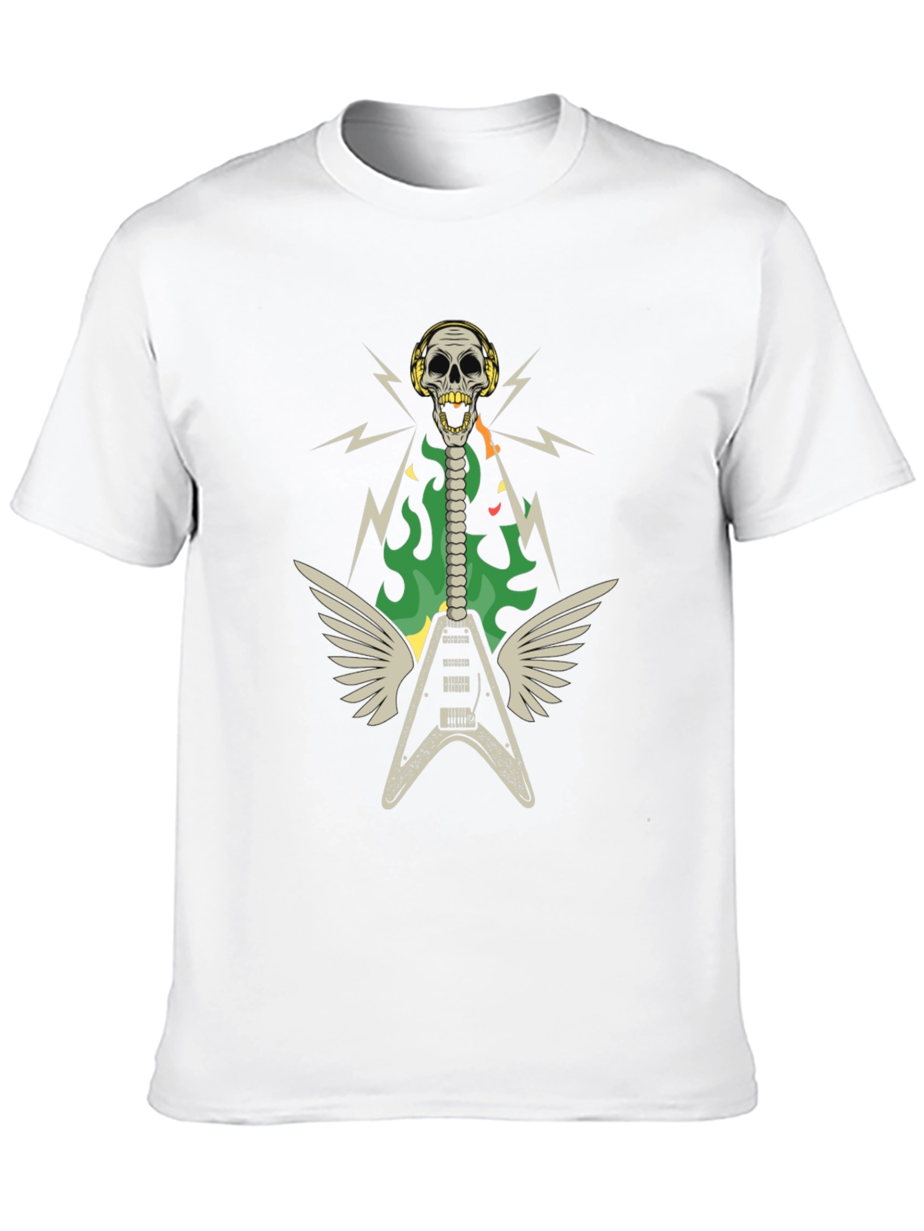 Skull Guitar Wings Rock Band T-Shirt