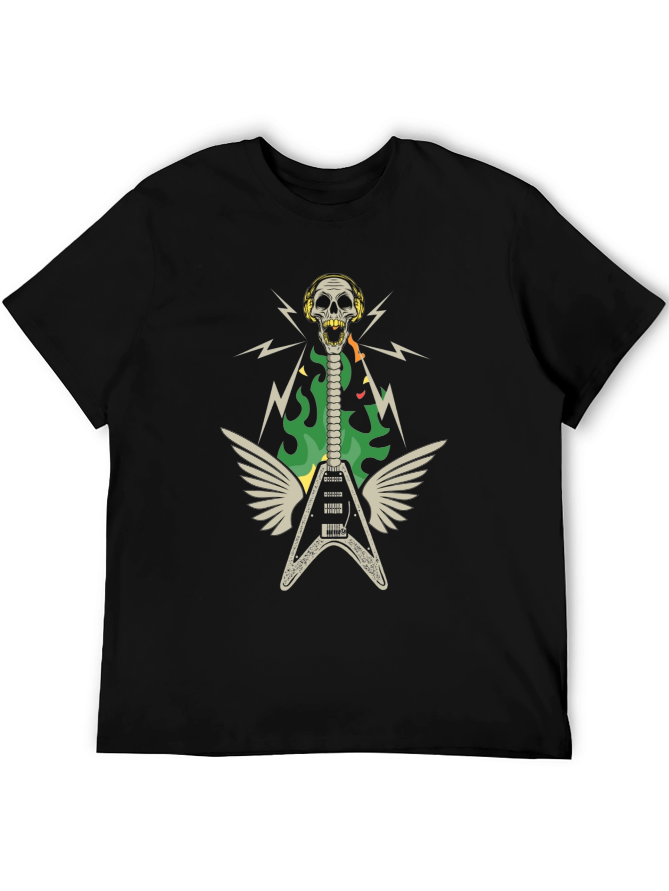 Skull Guitar Wings Rock Band T-Shirt