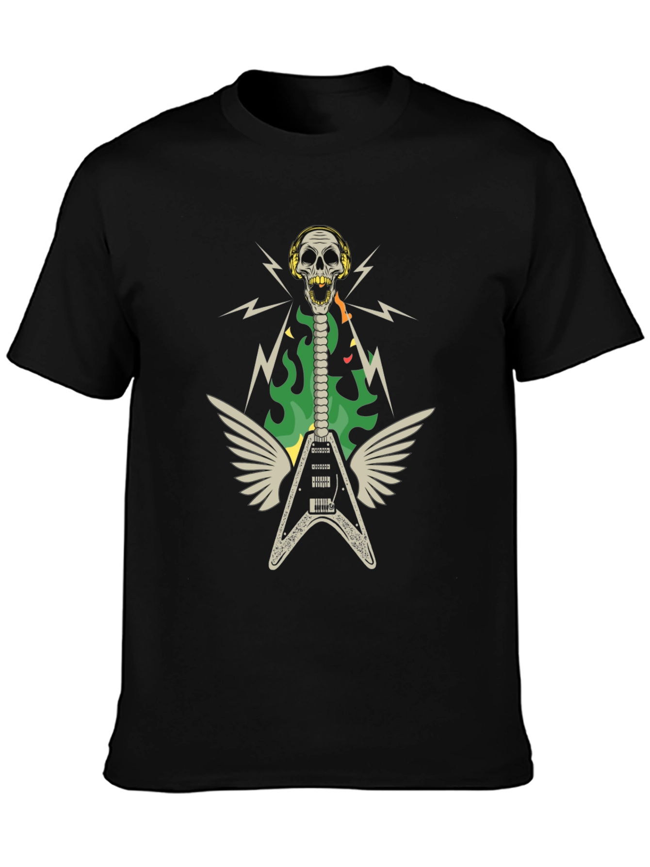 Skull Guitar Wings Rock Band T-Shirt
