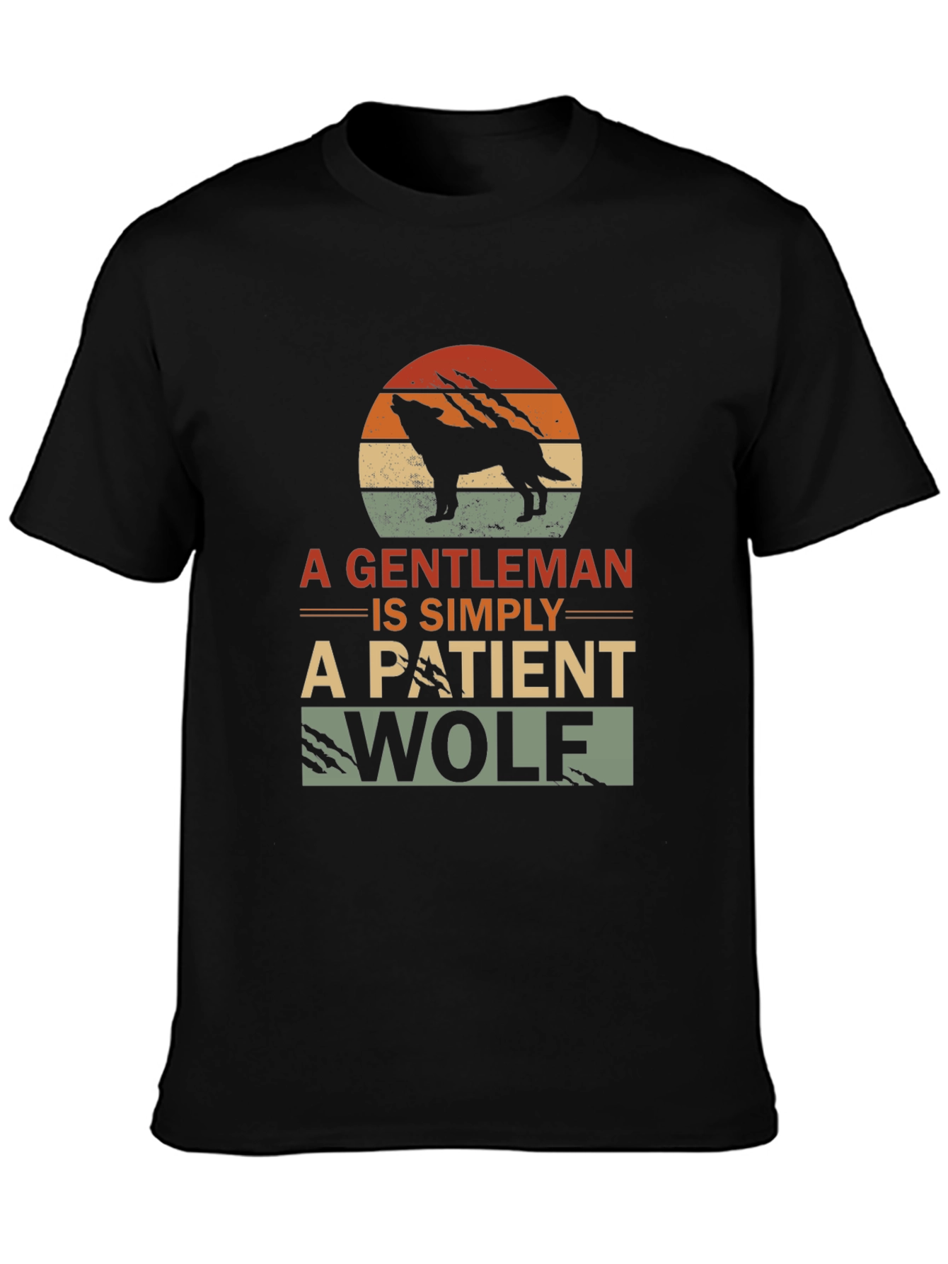 Gentleman Wolf Graphic T-Shirt - Black