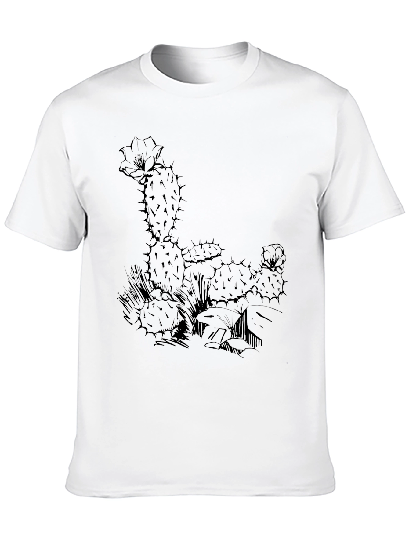Cactus Graphic Tee - Black Cotton T-Shirt