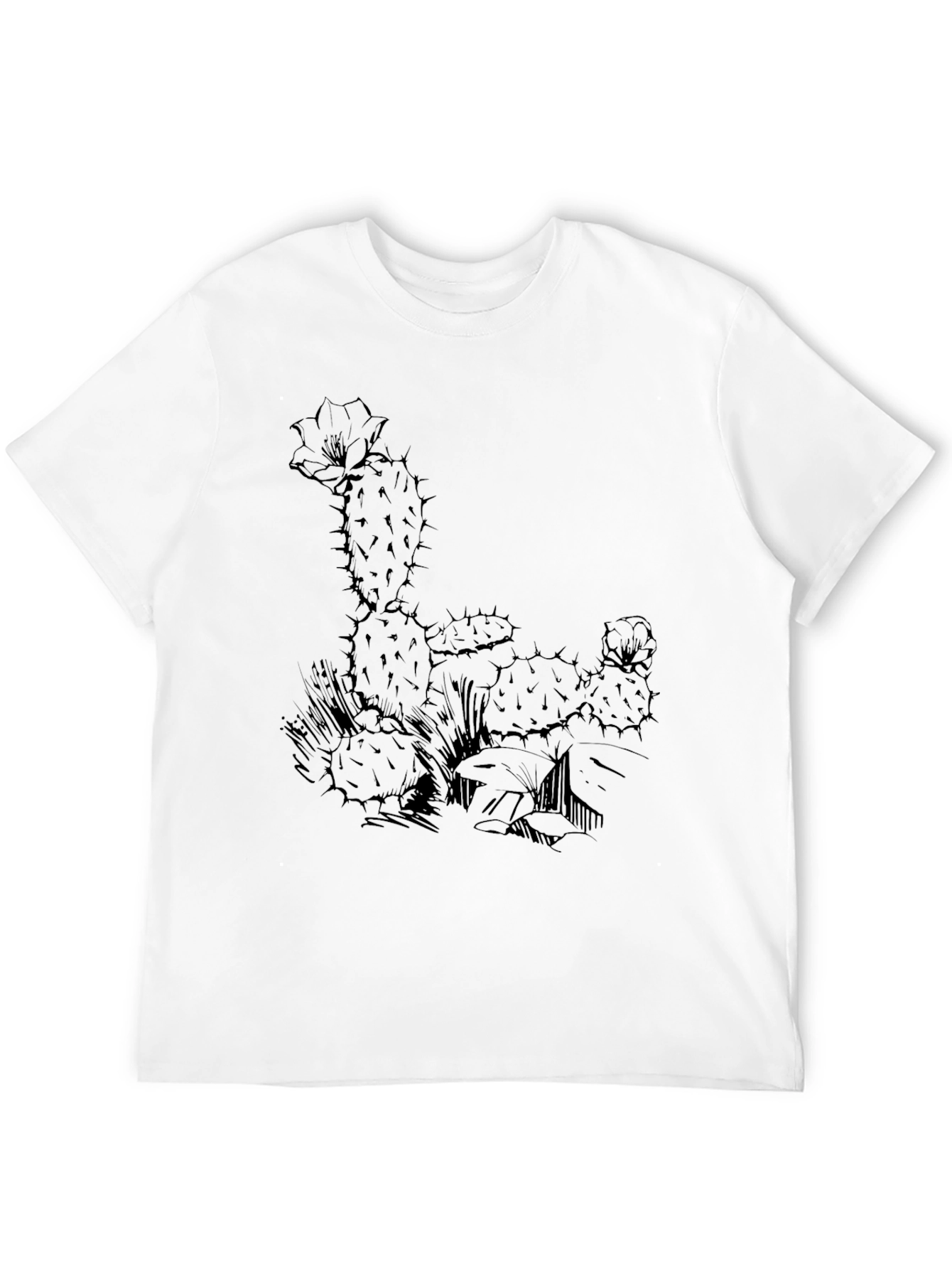 Cactus Graphic Tee - Black Cotton T-Shirt