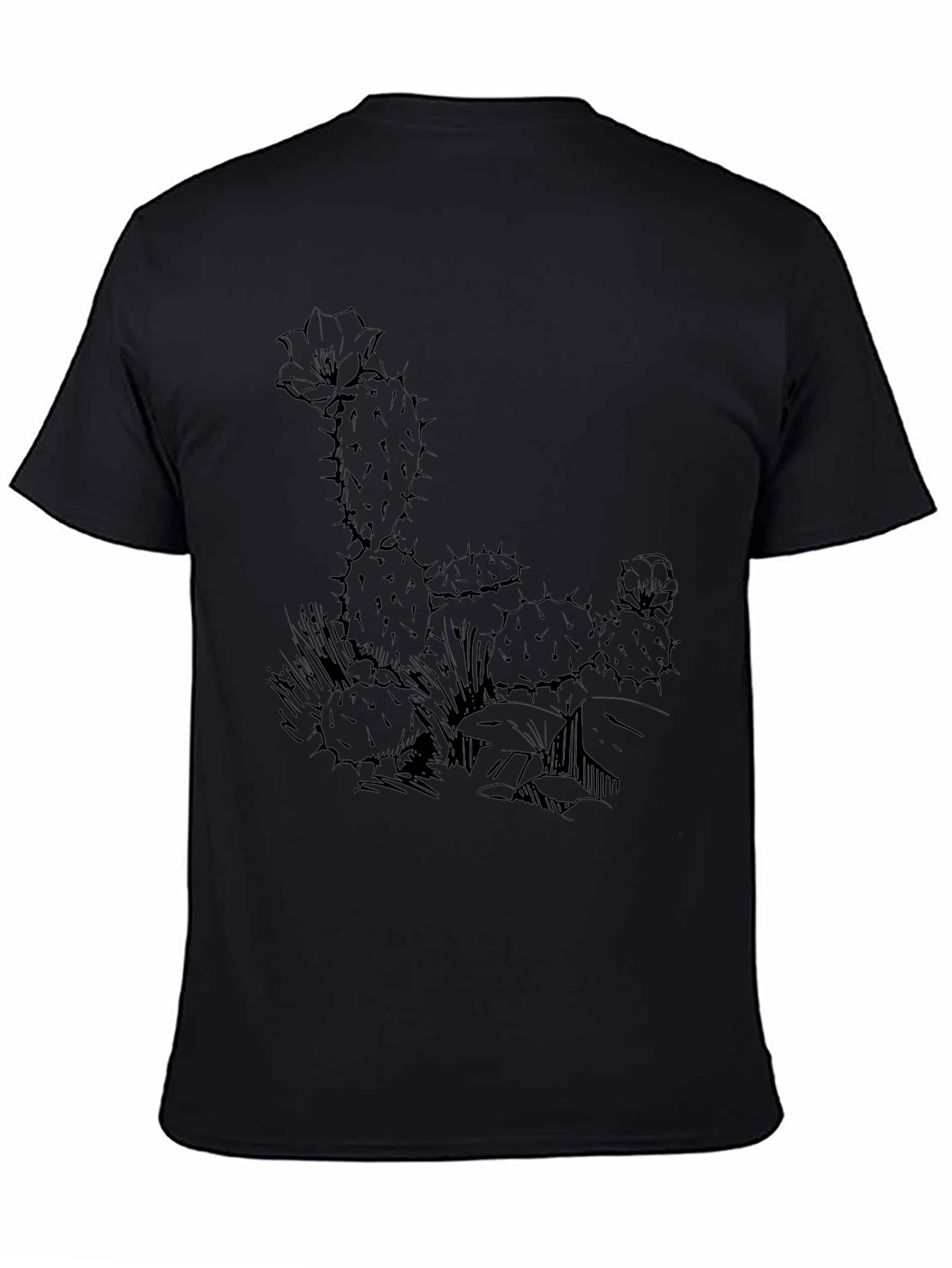 Cactus Graphic Tee - Black Cotton T-Shirt