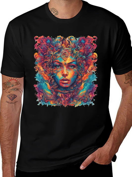 Psychedelic Woman Graphic Tee - Black