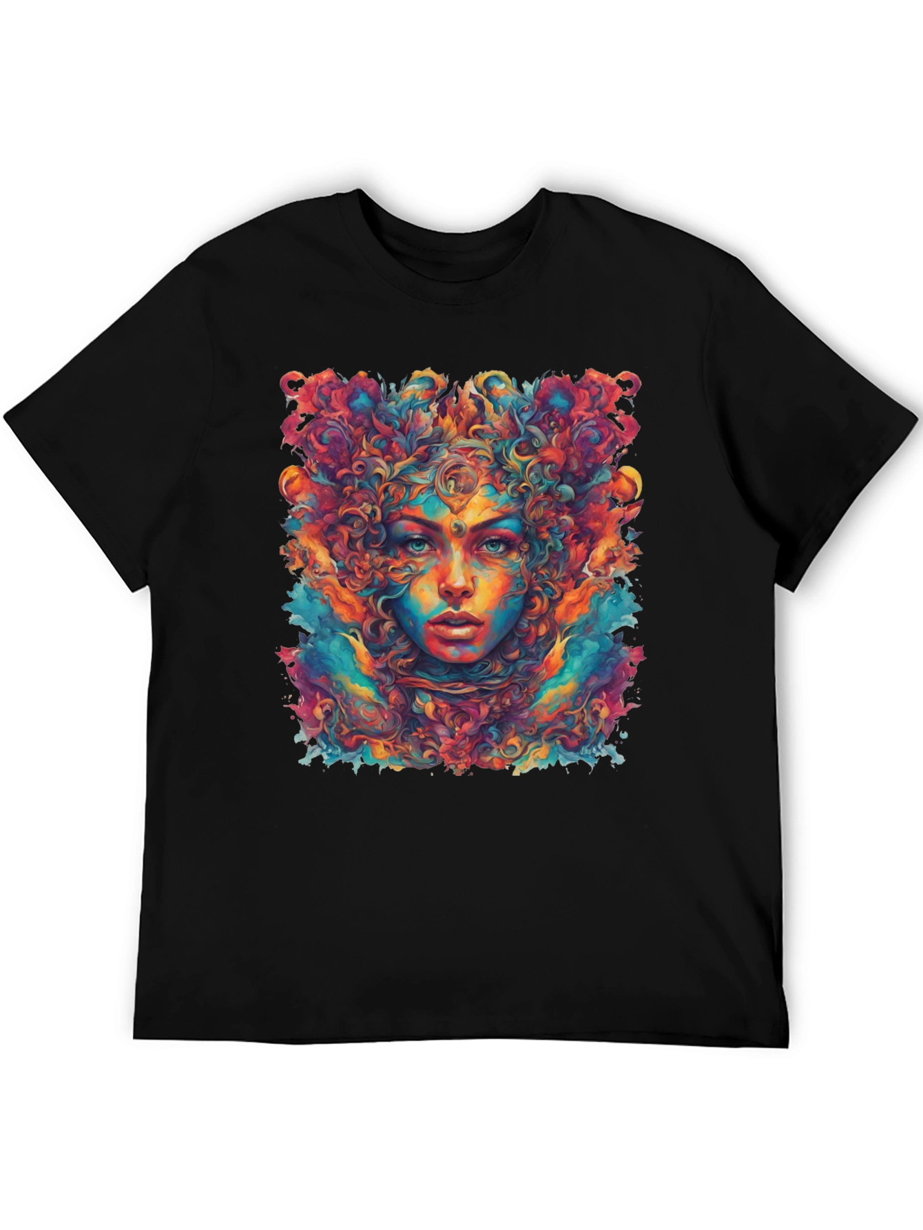 Psychedelic Woman Graphic Tee - Black