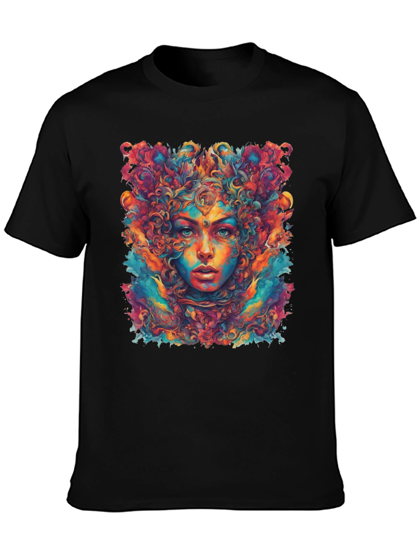 Psychedelic Woman Graphic Tee - Black