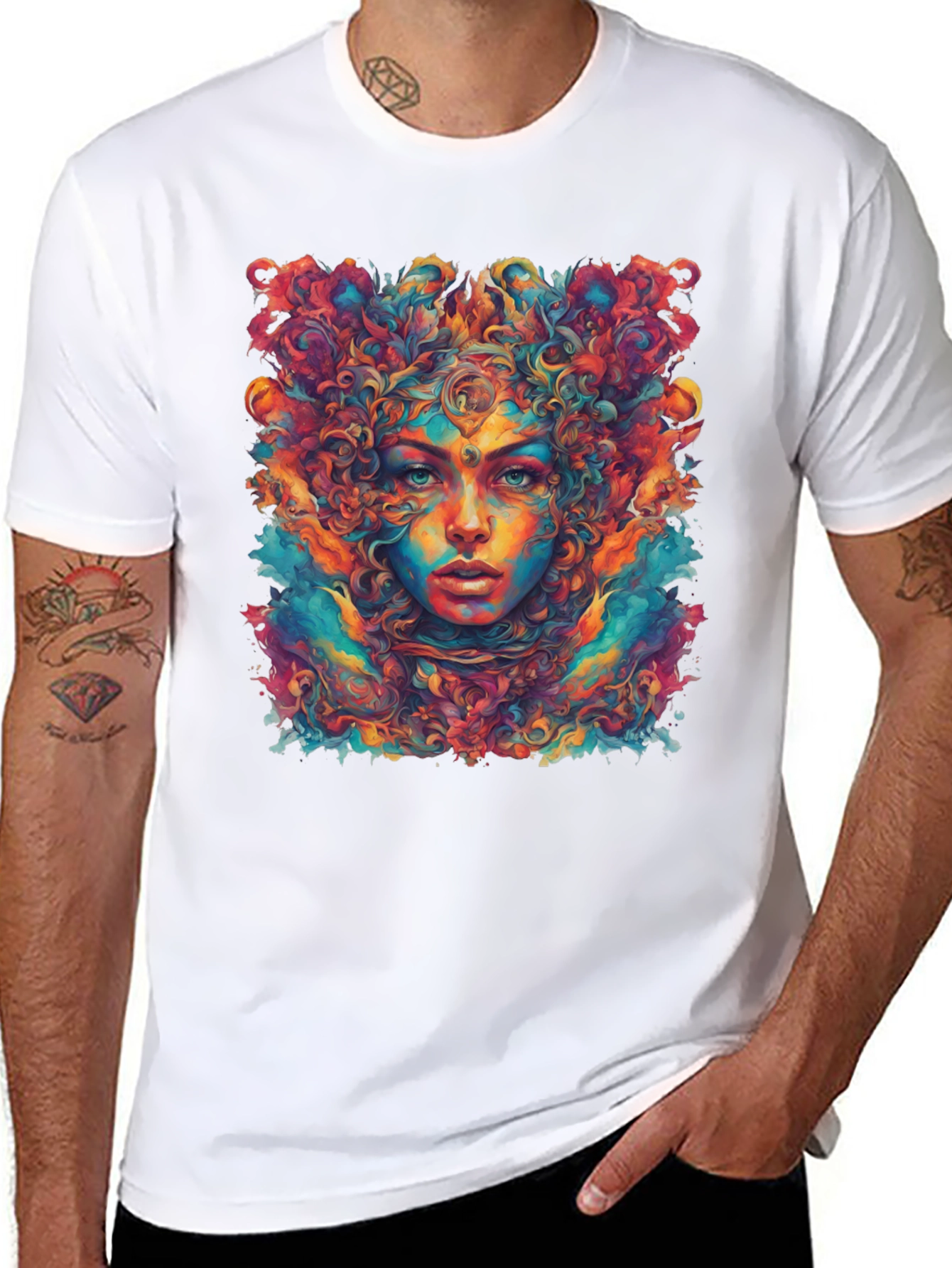 Psychedelic Woman Graphic Tee - Black