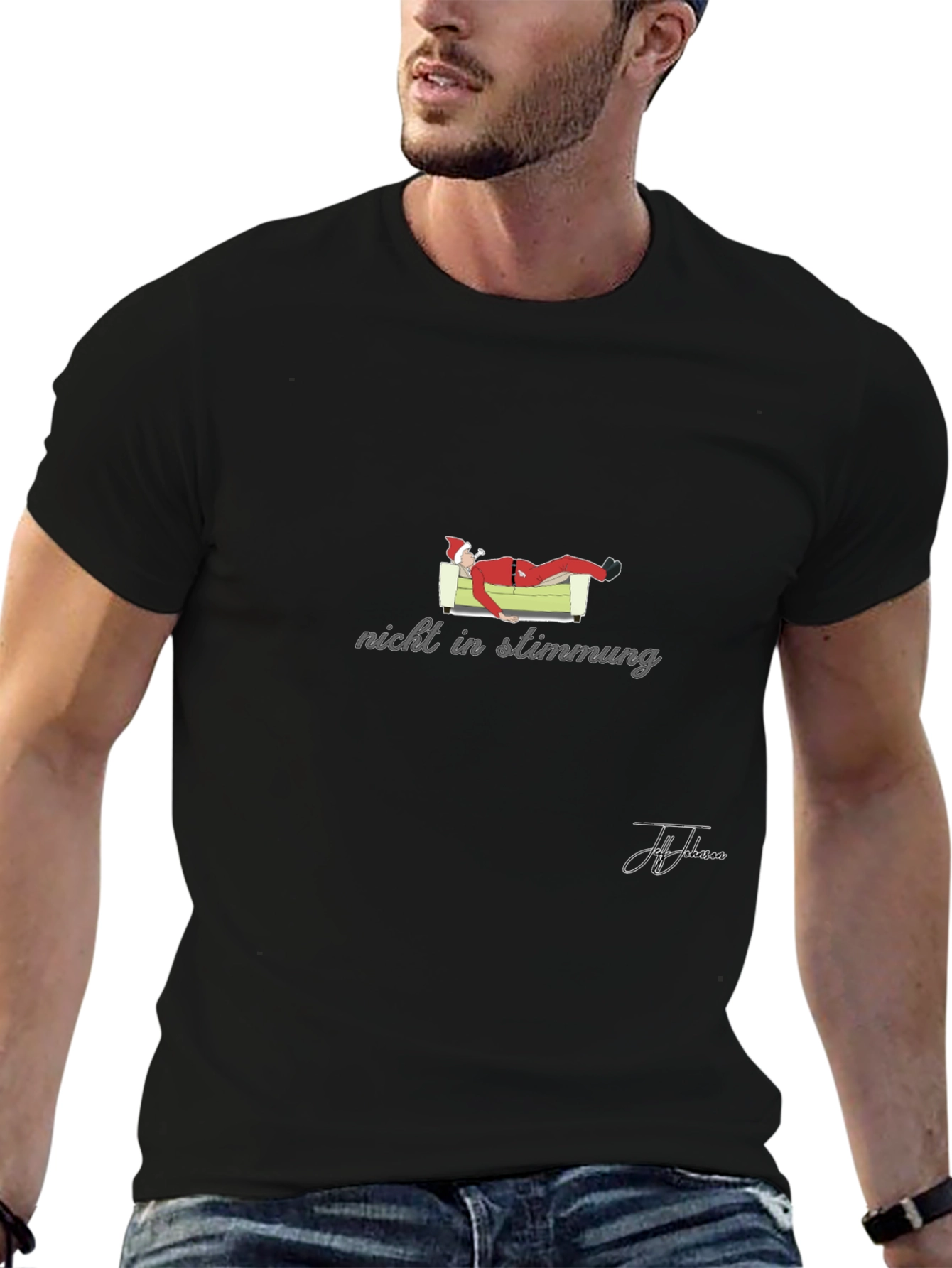 Not in the Mood Santa Black T-Shirt