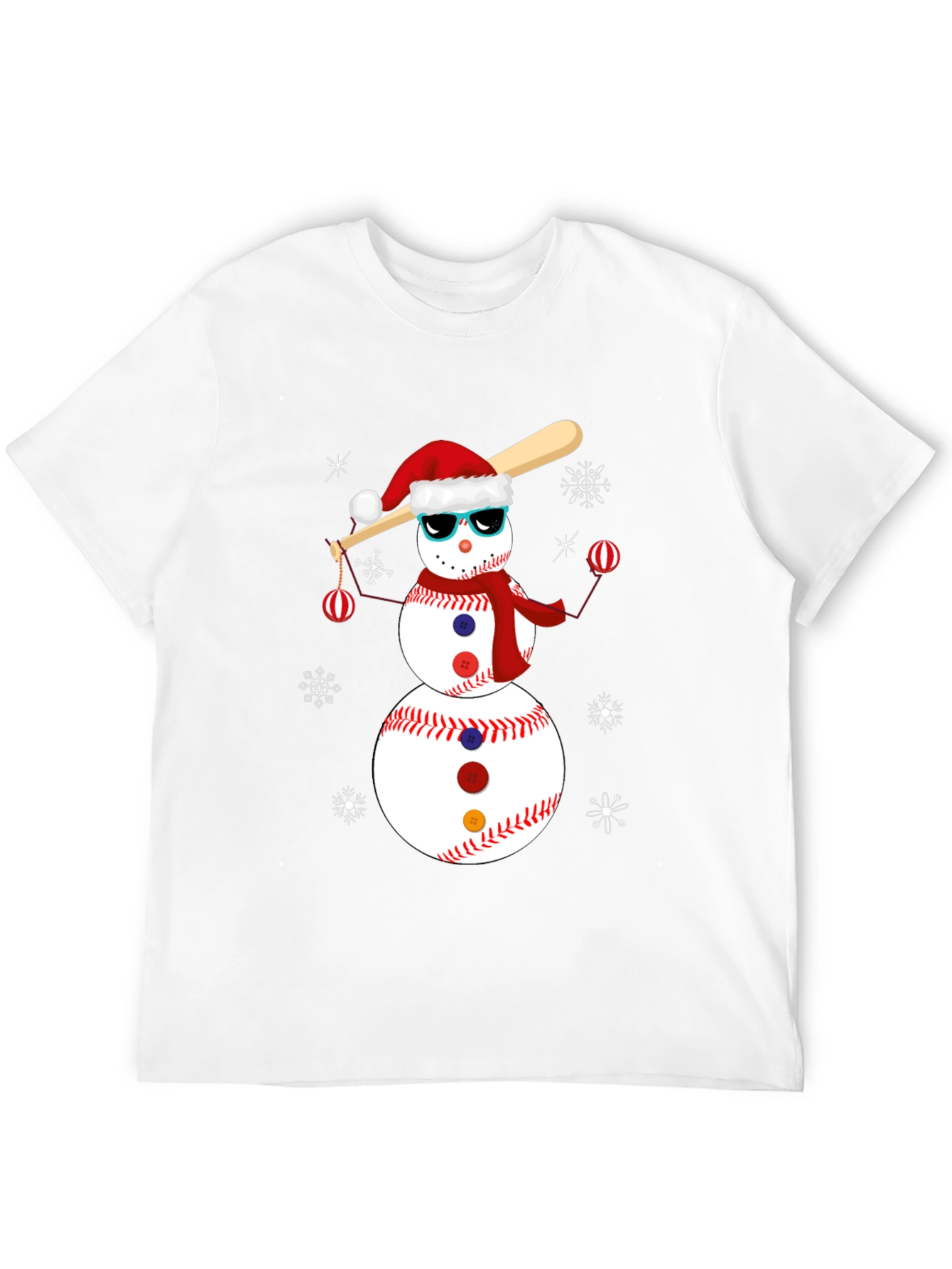 Festive Baseball Snowman Christmas T-Shirt